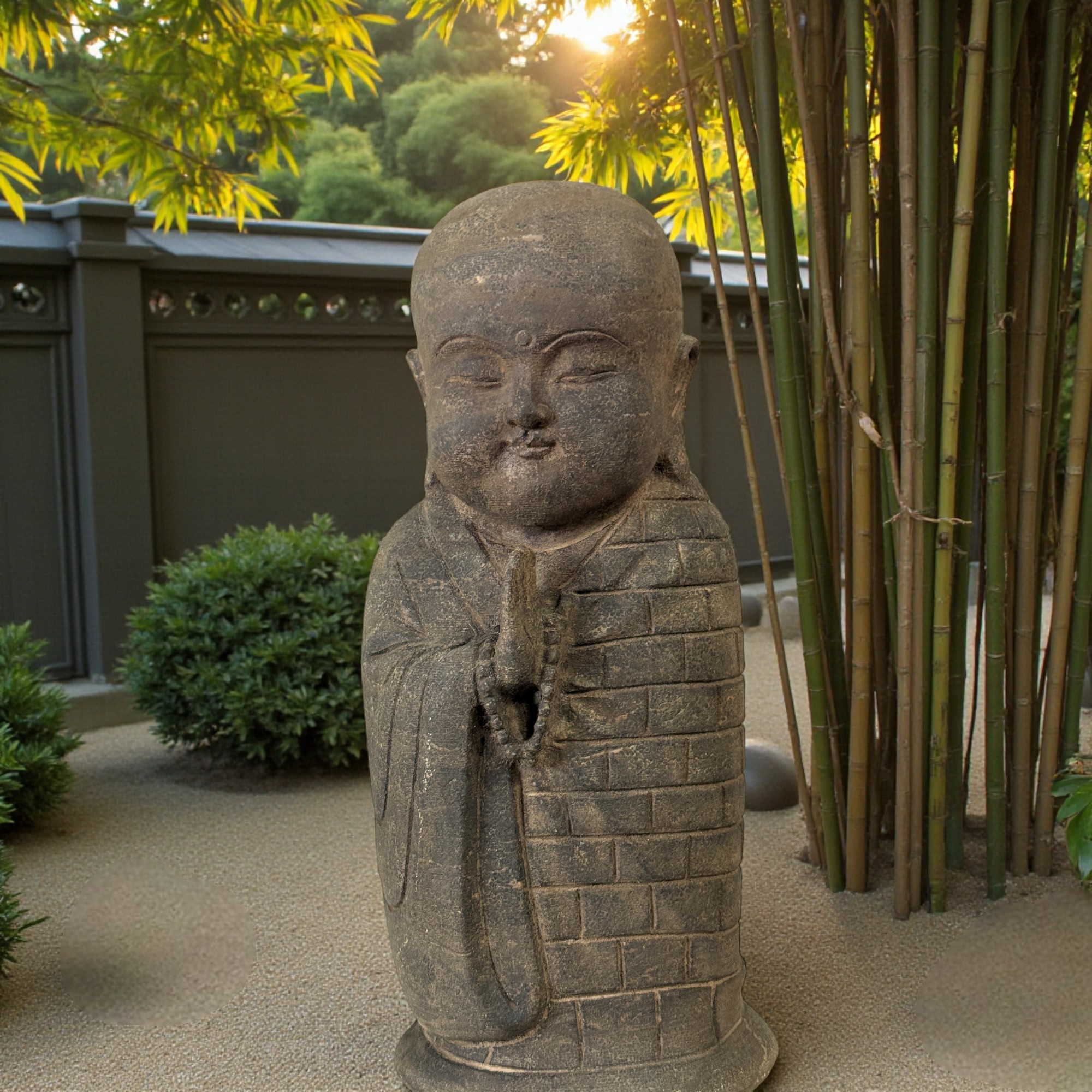 Garten Mönch Skulptur aus Naturstein - China - 40 cm groß