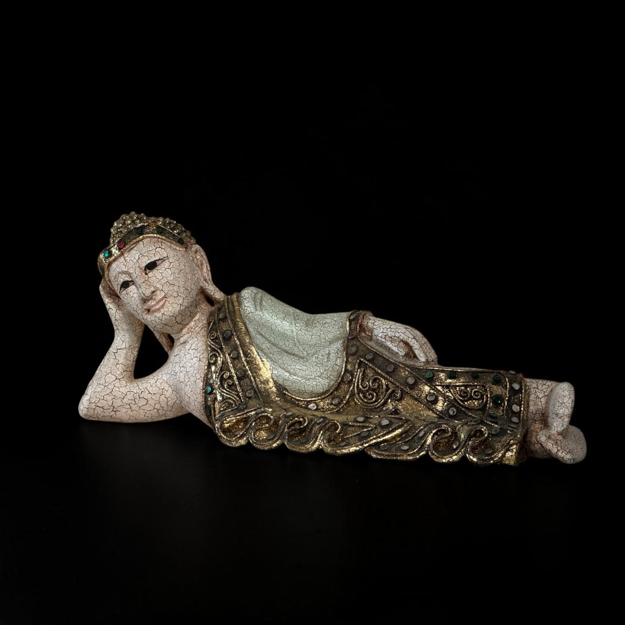 Liegender Wochentag Buddha ´Dienstag´aus Holz 31cm