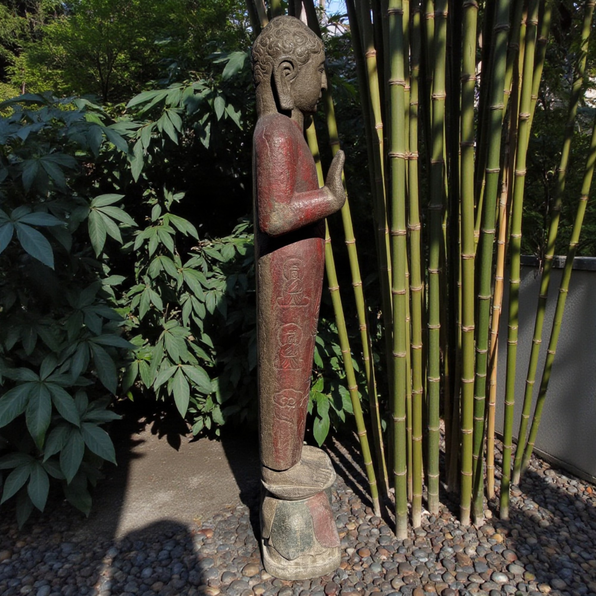 Garten Buddha Statue stehende Skulptur Schutz Geste 120 cm groß