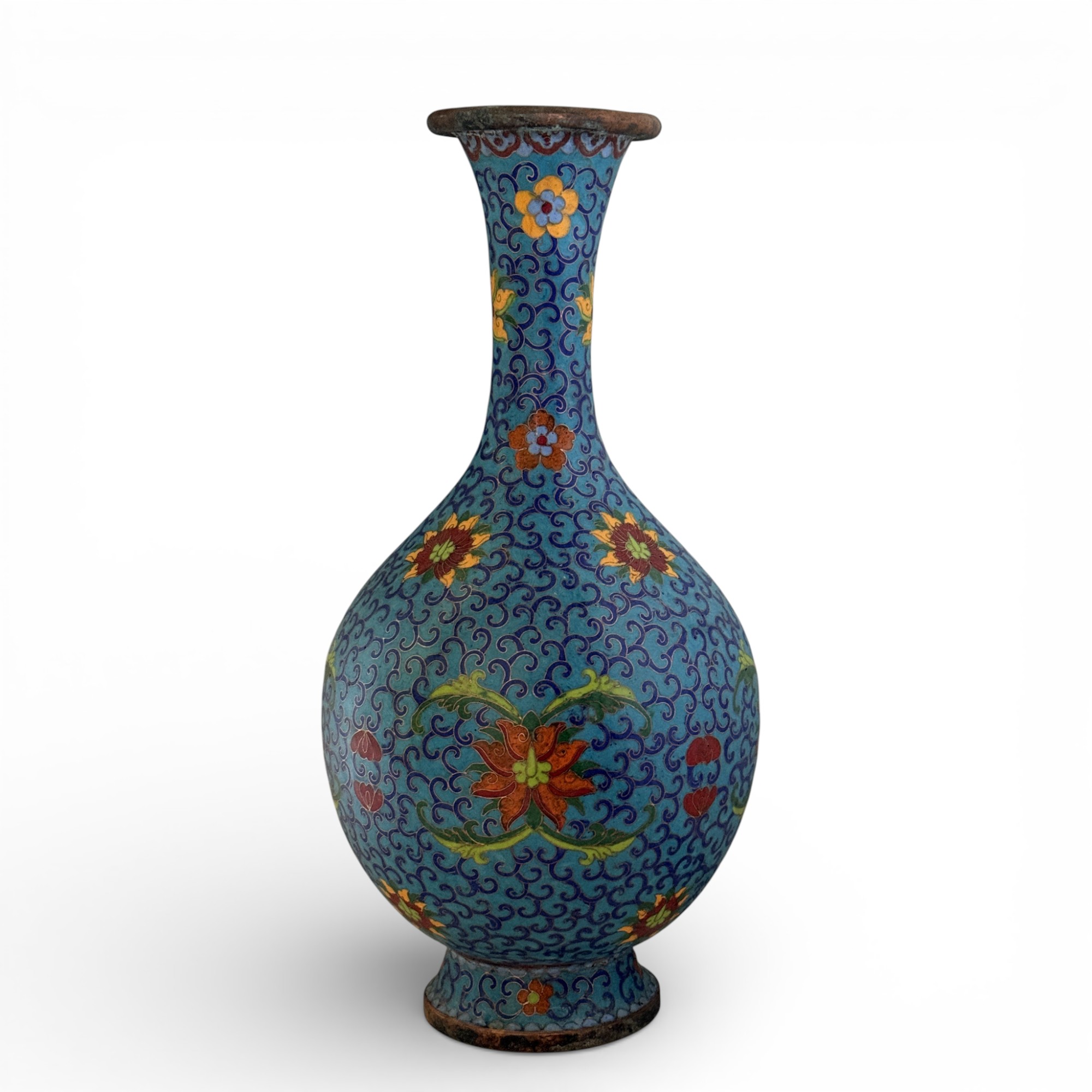 Chinesische Vase aus Bronze - Cloisonne mit Lotusblumen