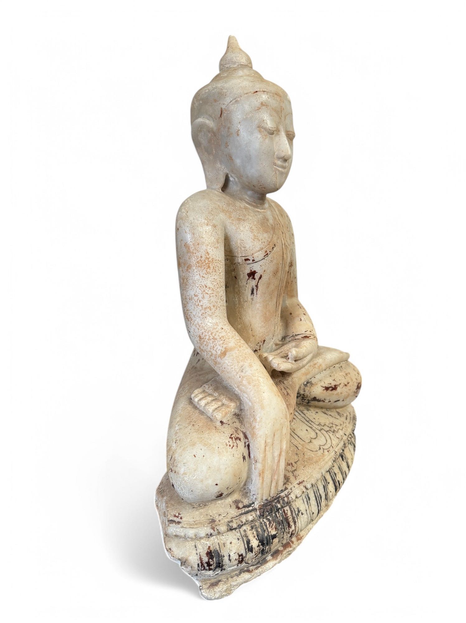 Alte Burma Buddha Statue aus Marmor Stein 66 cm groß