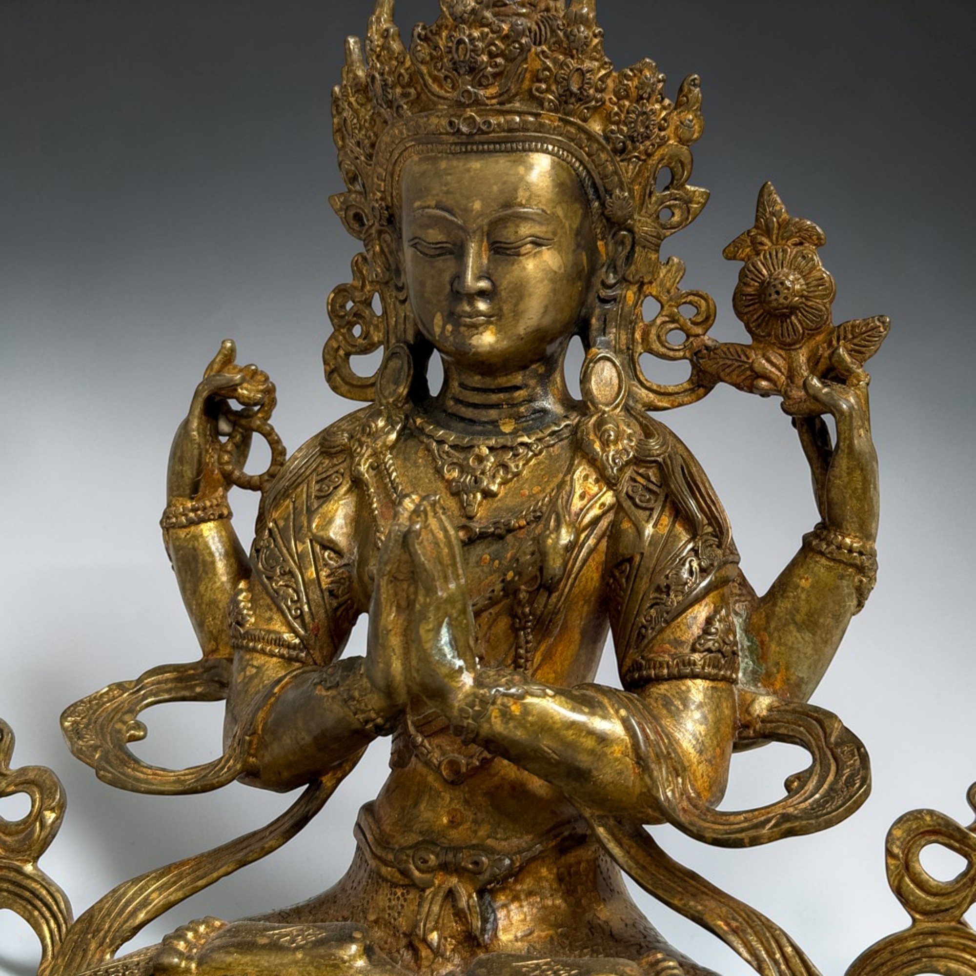 Buddha Figur Bronze Chenrezig Avalokiteshvara - 29 cm groß