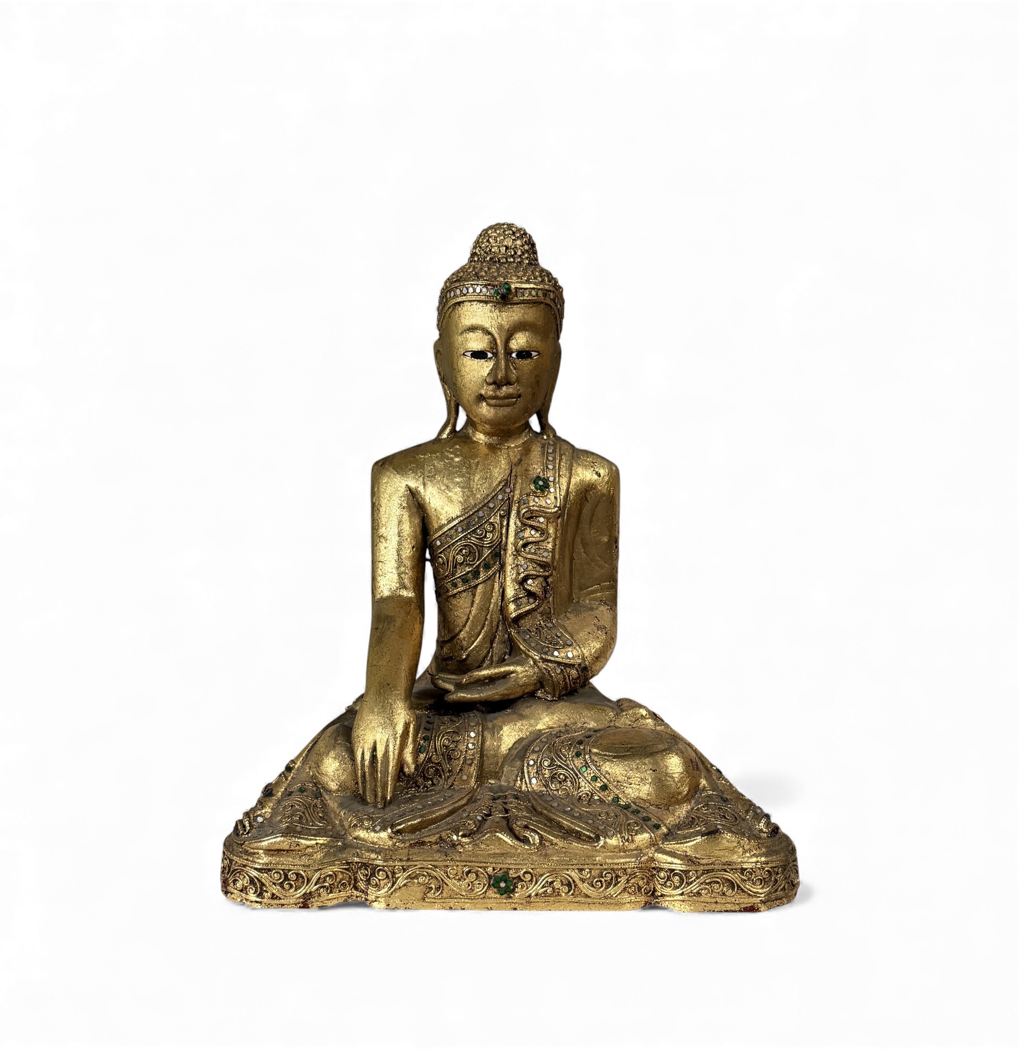 Holz Buddha Statue Thailand blattvergoldet 44,5cm