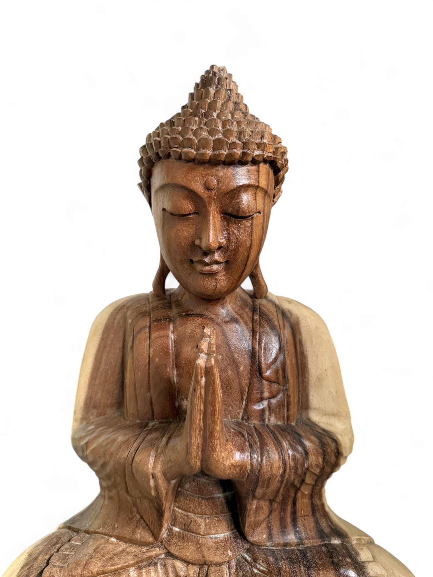 Namaste Buddha 52 cm – Suar Holz Statue – Handgeschnitzt & spirituell
