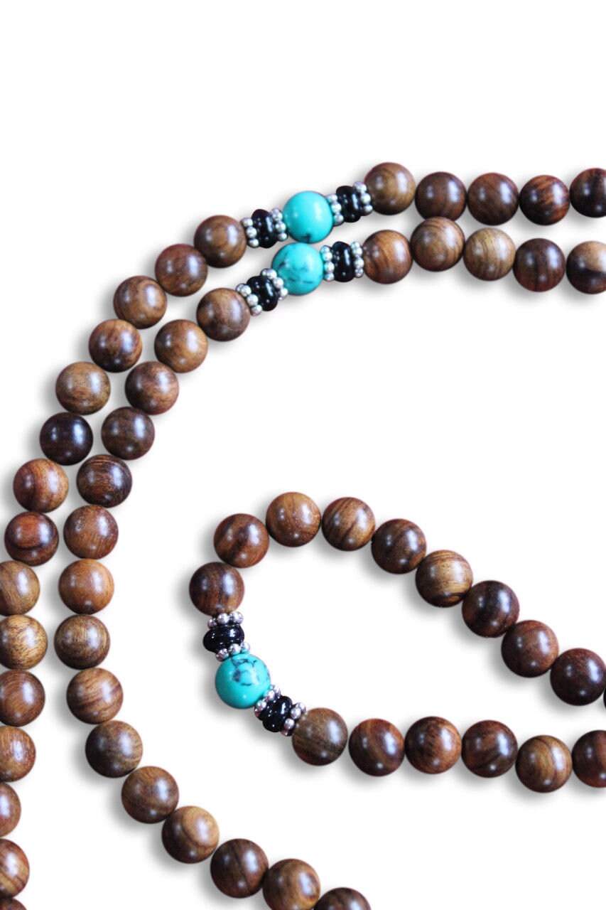 Buddhistische Halskette Mala, Rosenholz