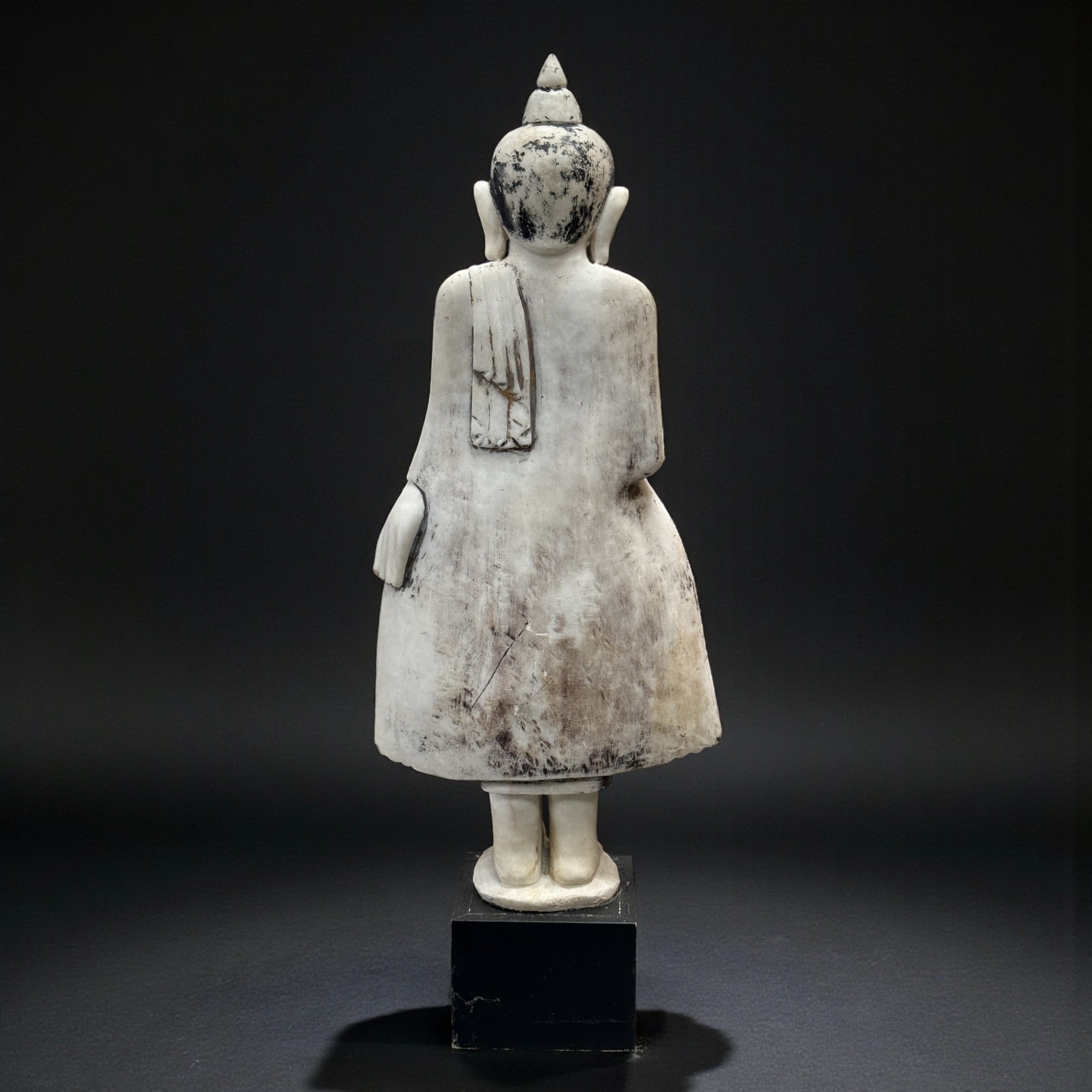 Alte Burma Buddha Statue aus Marmor Stein 108 cm groß