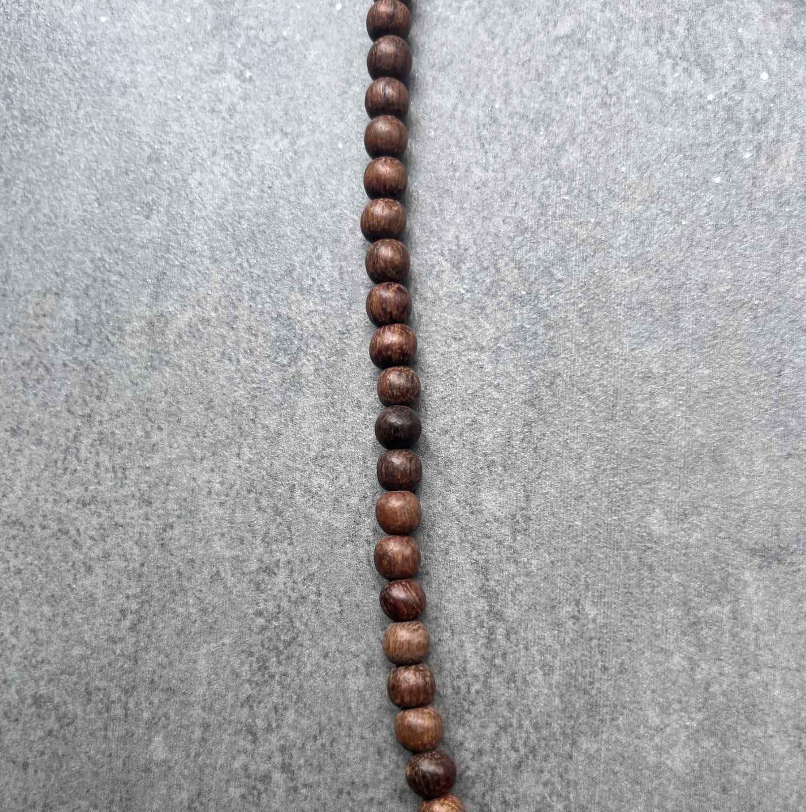 Buddhistische Halskette mit Arhat/Luohan Kopf - Huang Huali Holz