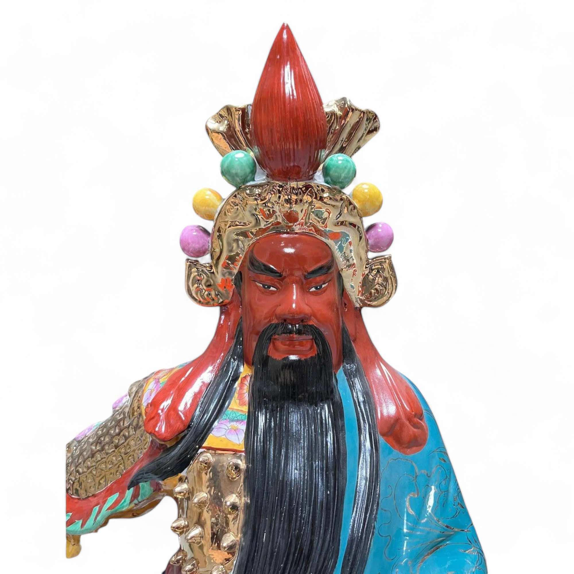 Guan Yu Krieger Statue China Porzellan - 99cm groß