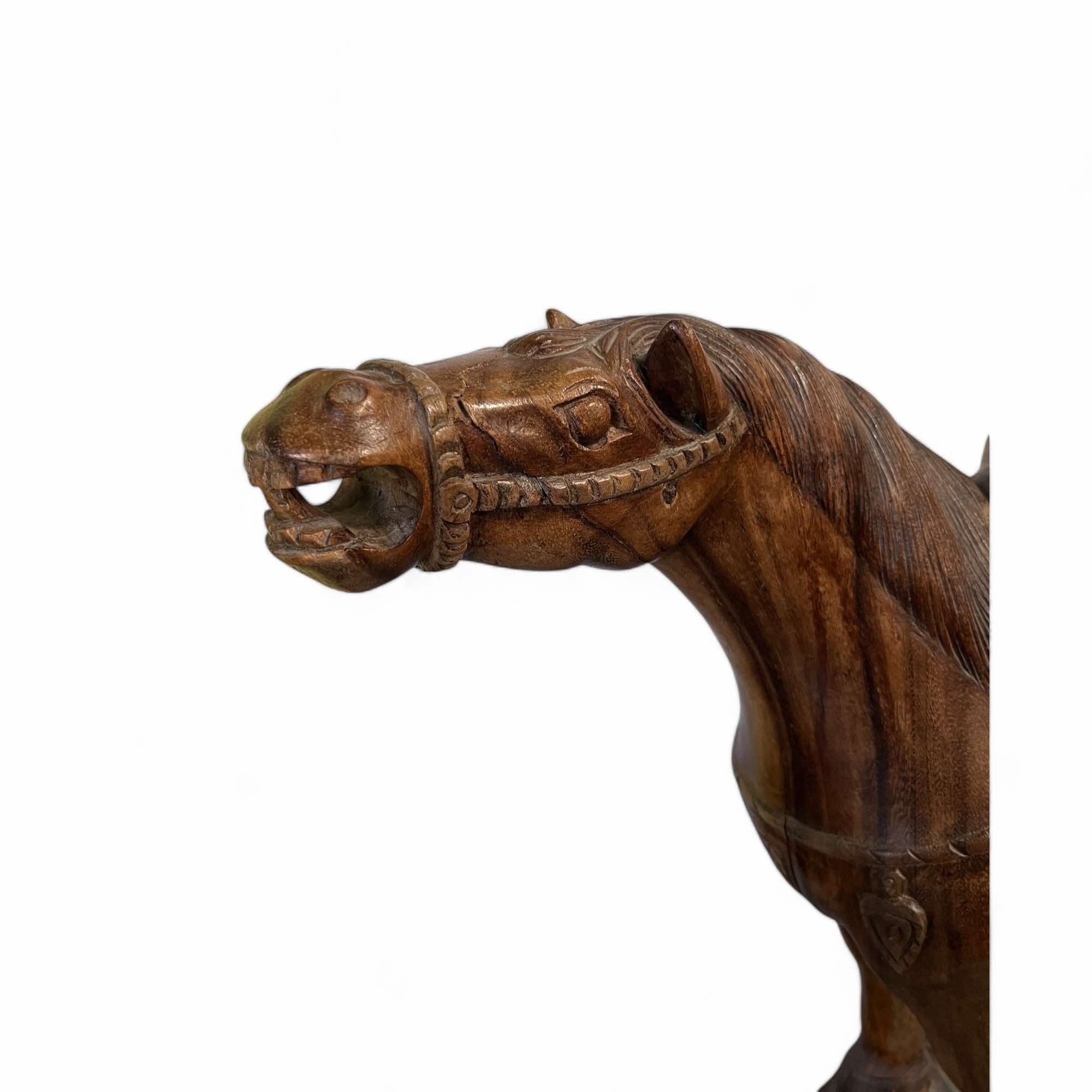 Chinesisches Tang Pferd Holz Skulptur 56 cm groß - Unikat