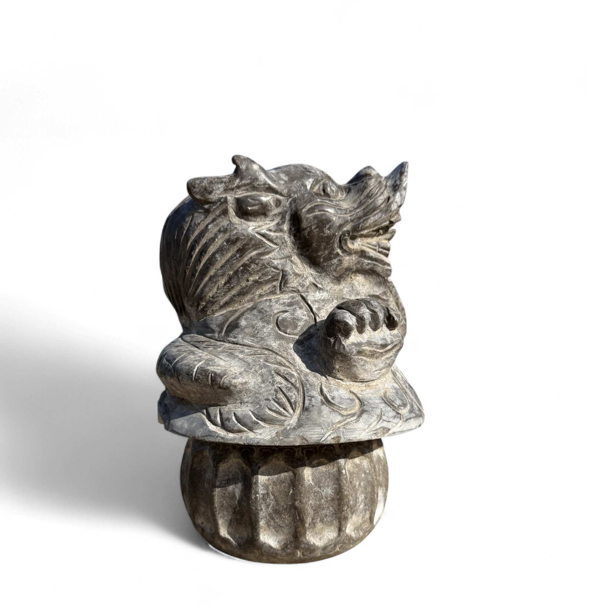 Chinesischer Drachen Wächter – Naturstein Gartenfigur für Schutz & Glück