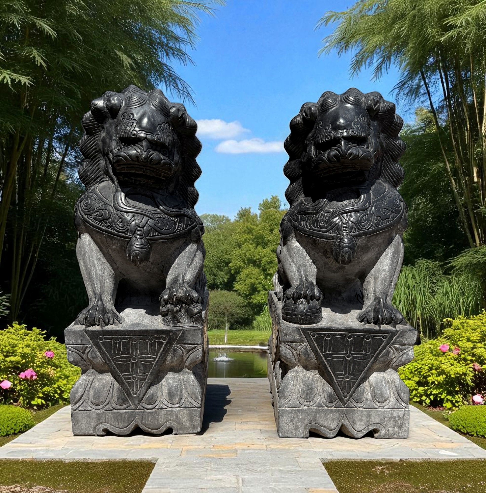 Chinesische Wächterlöwen Garten Skulpturen 50 cm groß