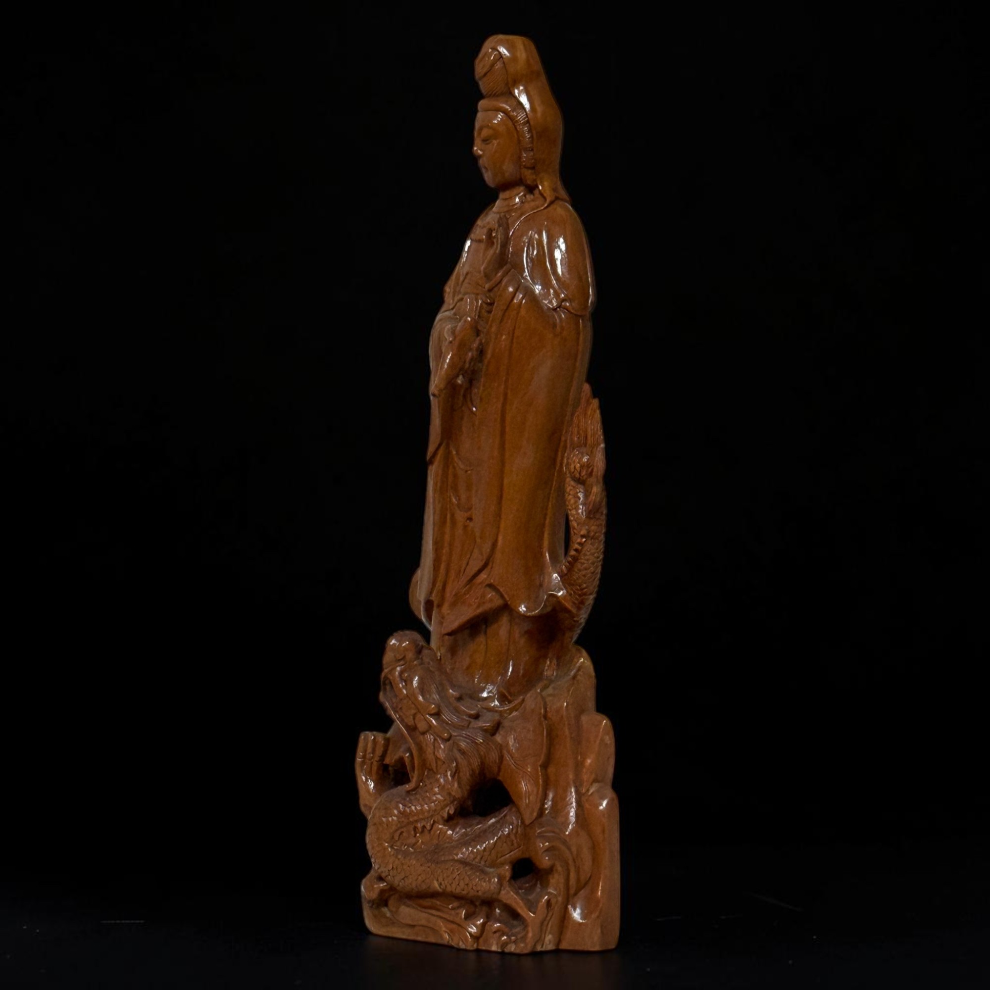 Holz Buddha Statue Guan Yin Skulptur 47 cm groß