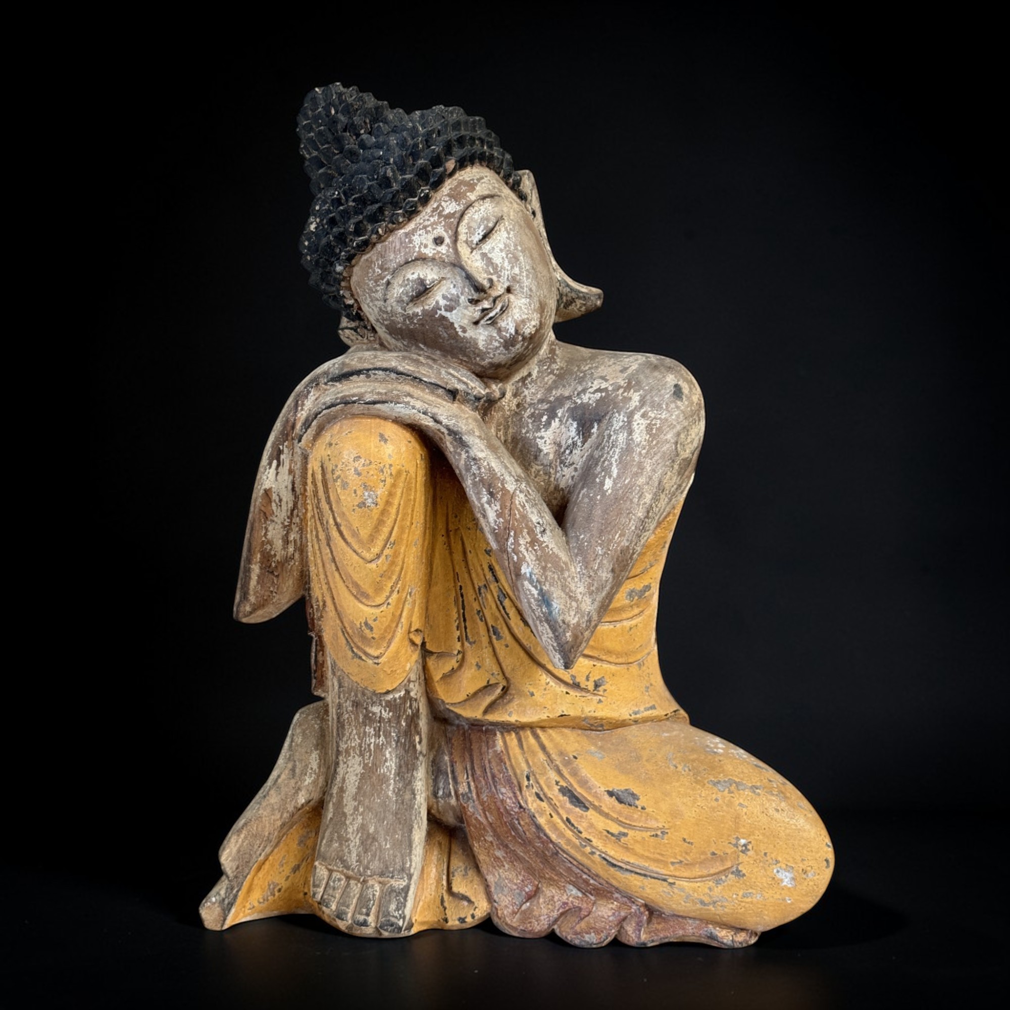 Ruhende Holz Buddha Figur - Relax - 53 cm groß