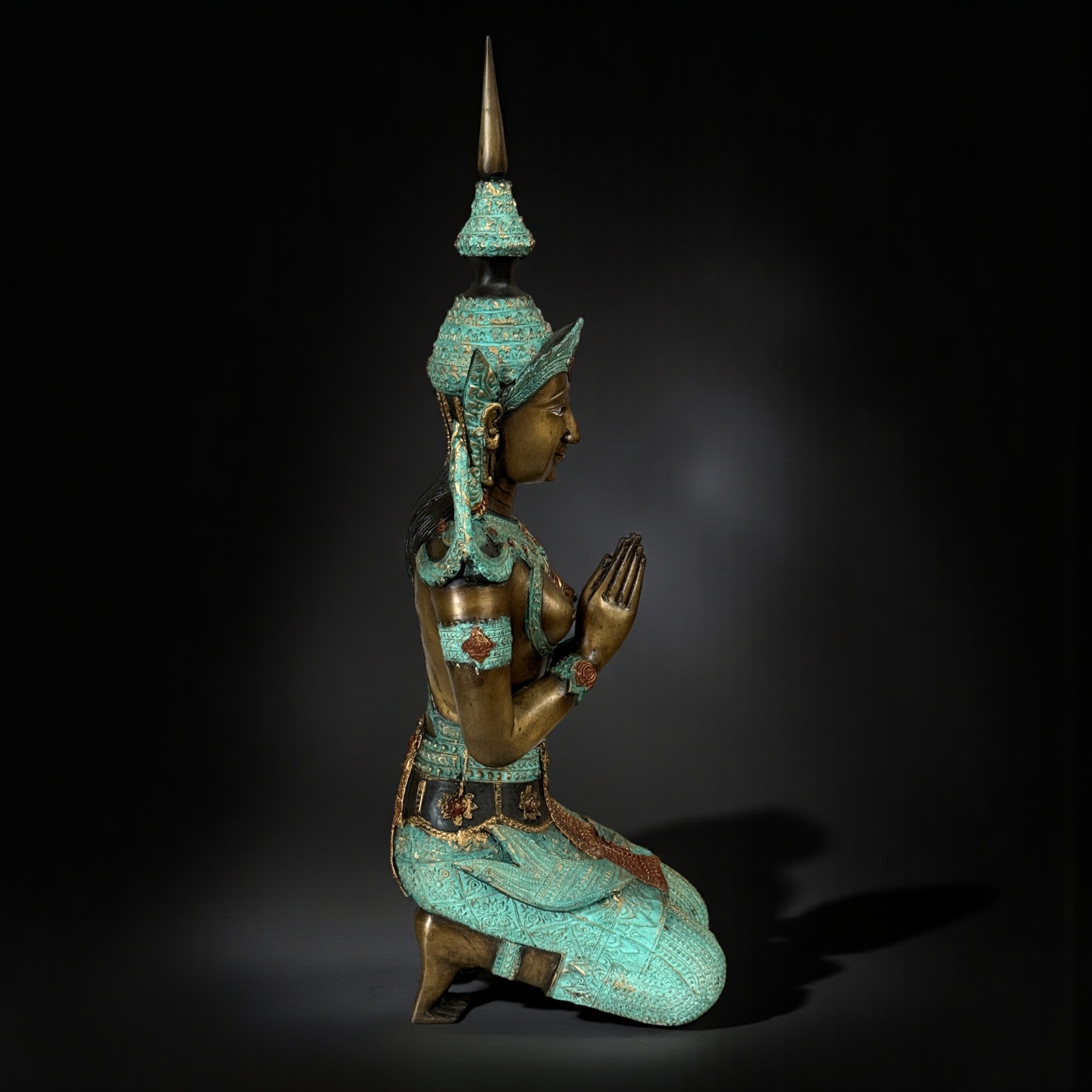 Thailand Tempelwächter Skulptur aus Bronze - Anjali Mudra
