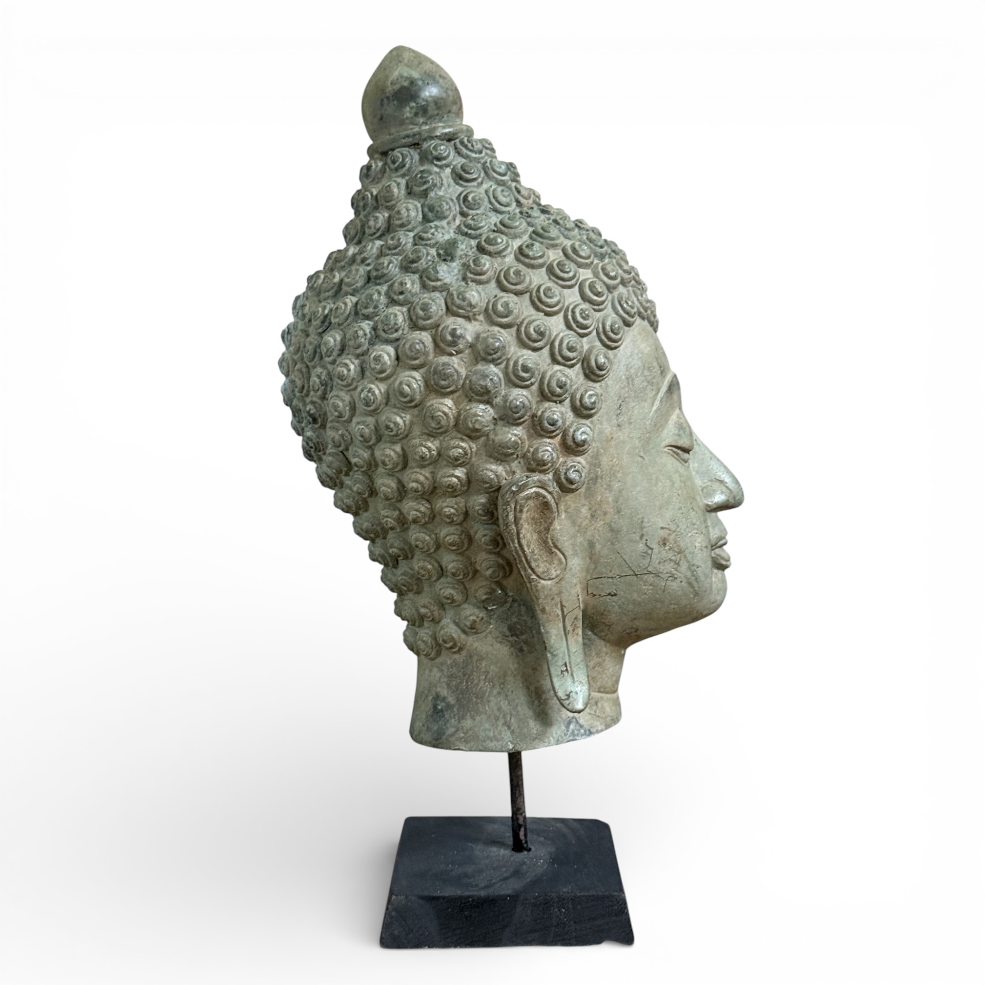 Thailand Buddha Kopf Bronze Skulptur 34 cm groß