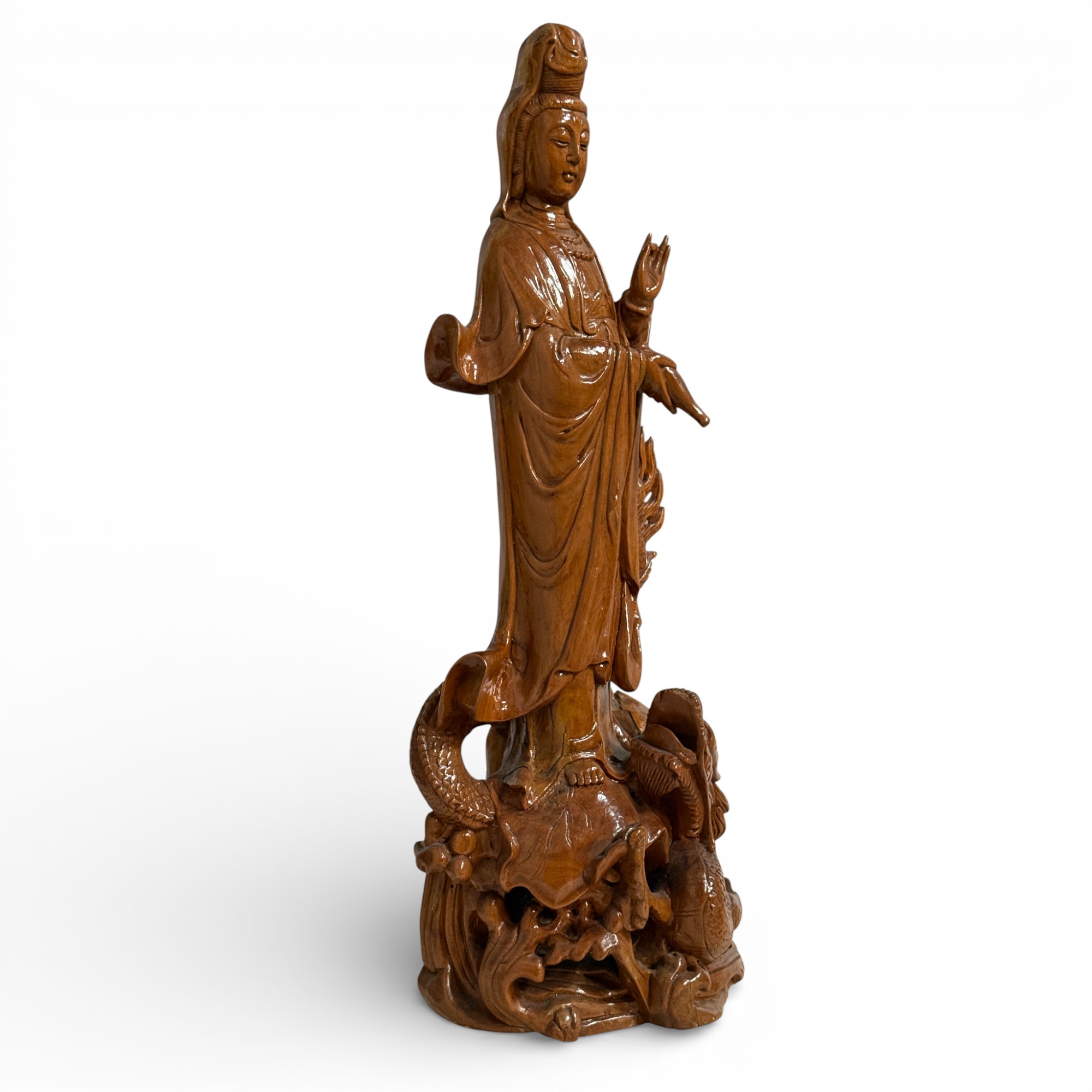 Holz Buddha Statue Guan Yin Skulptur 47 cm groß