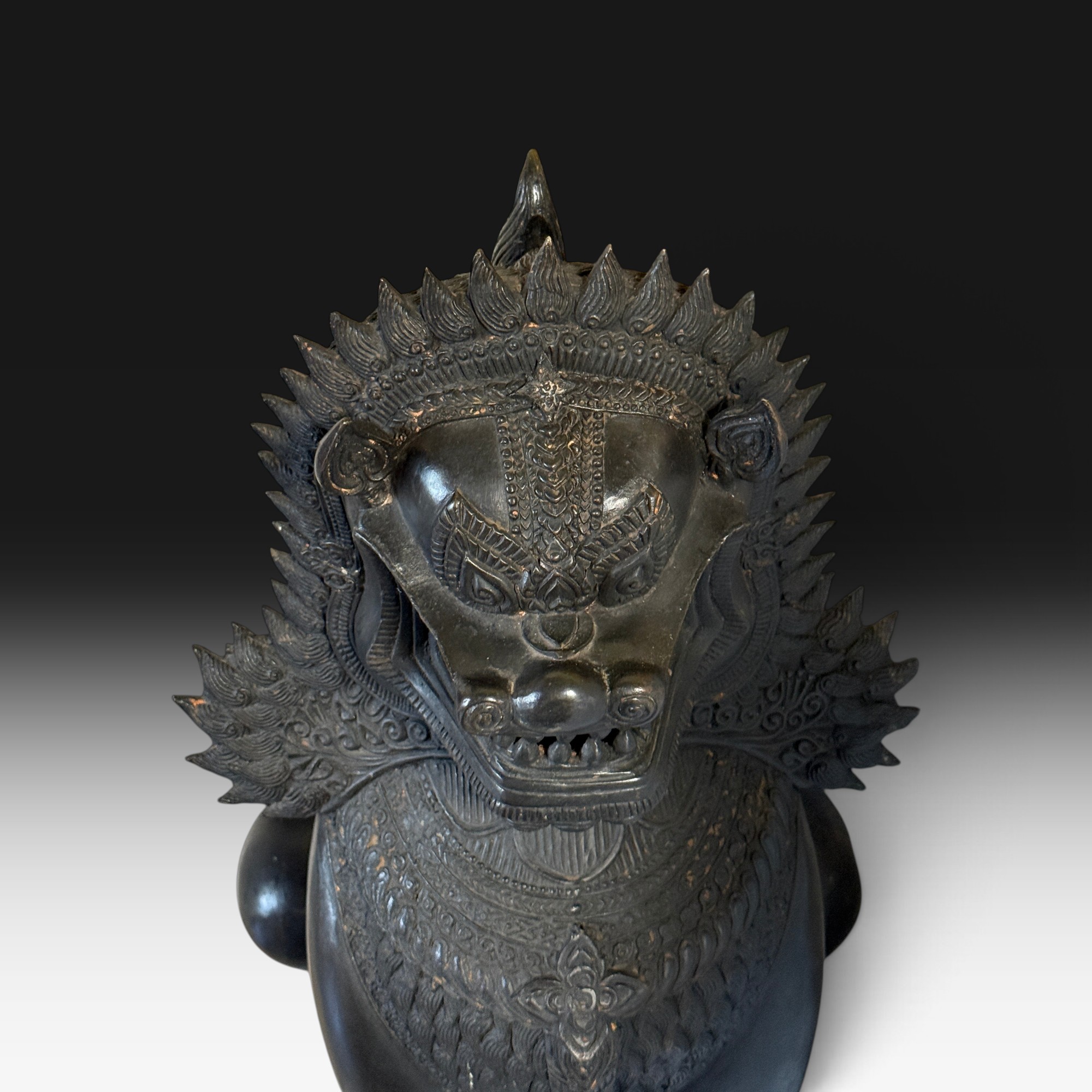 Singha Löwen Paar Bronze – Tempelwächter aus Thailand, ca. 50–70 Jahre, 62 cm