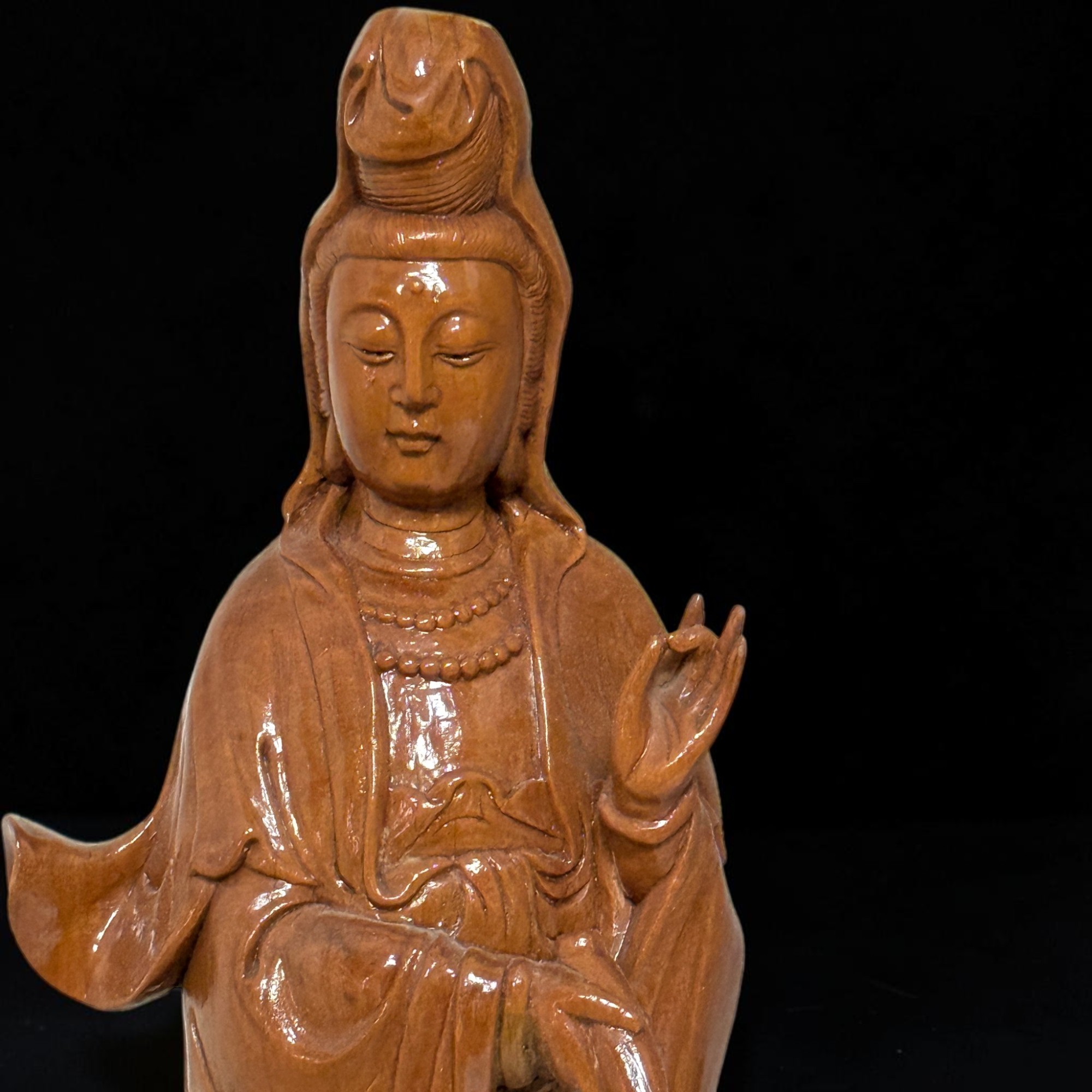 Holz Buddha Statue Guan Yin Skulptur 47 cm groß