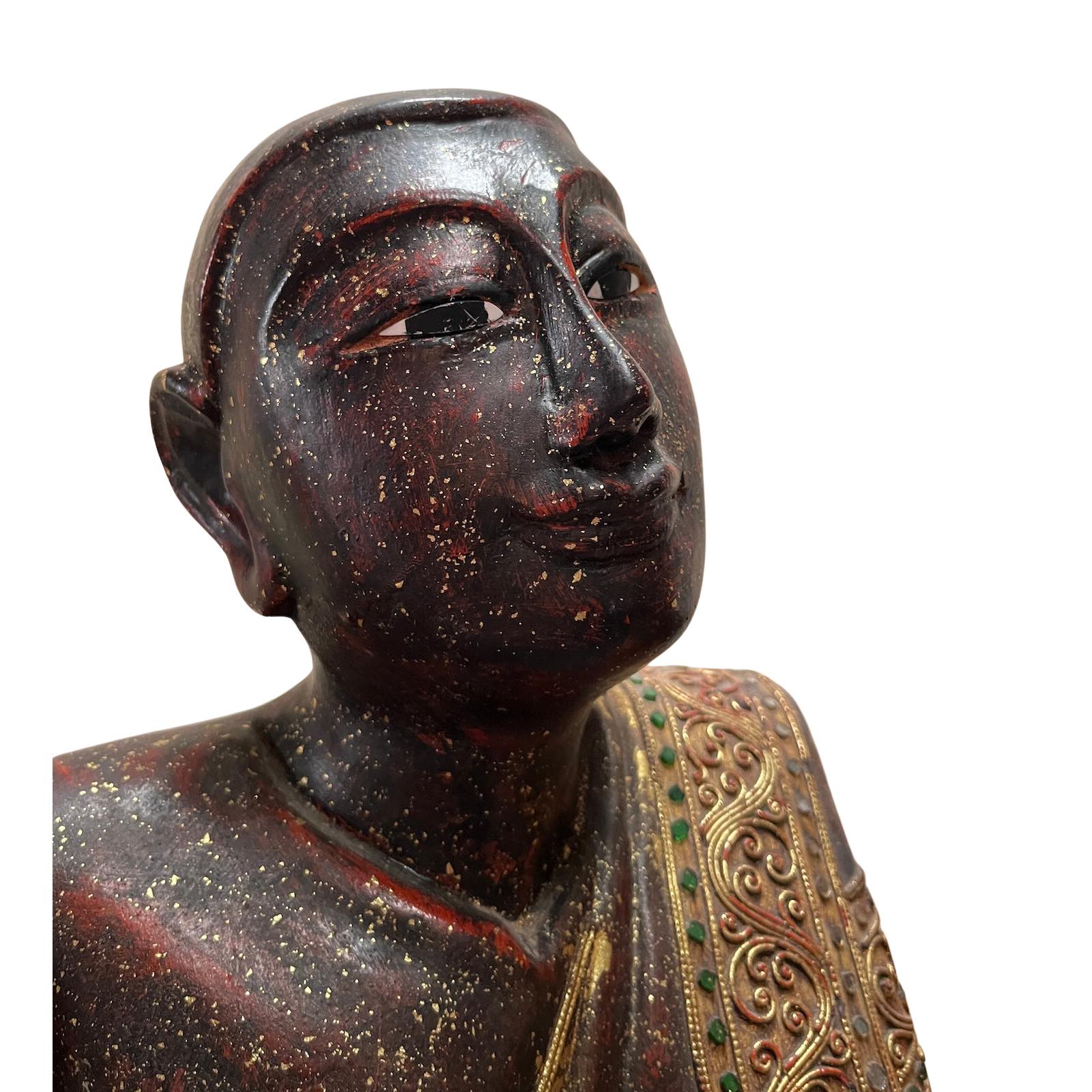 Mandalay Mönch Figur Sariputta aus Holz, 51cm