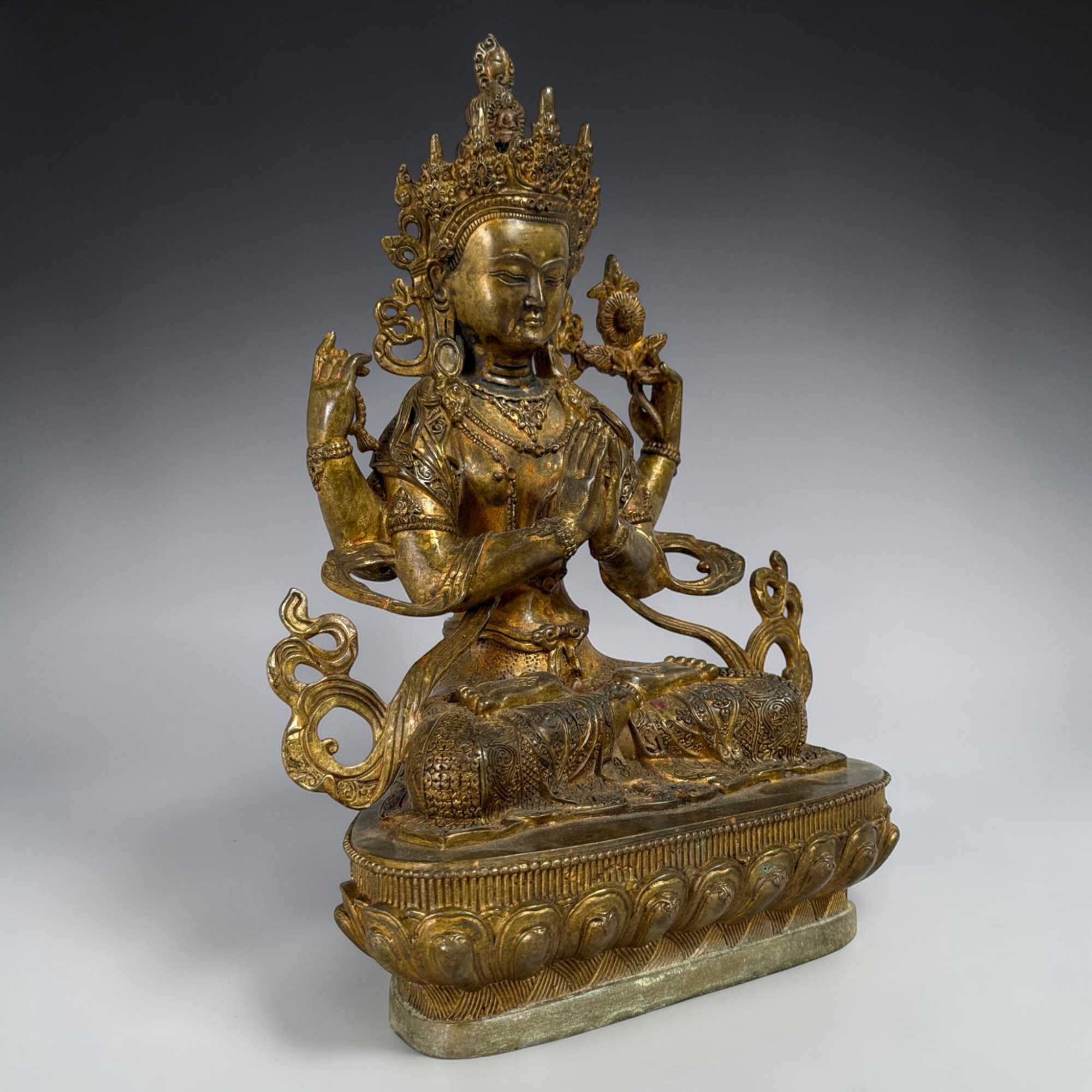 Buddha Figur Bronze Chenrezig Avalokiteshvara - 29 cm groß