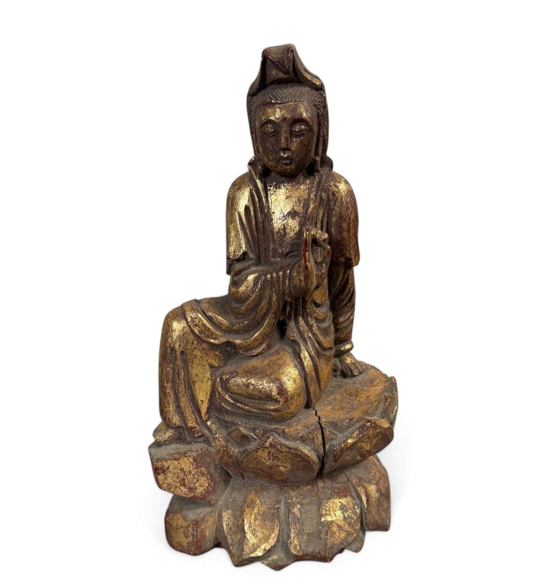 Guanyin Buddha Holz Figur aus China 31,5 cm