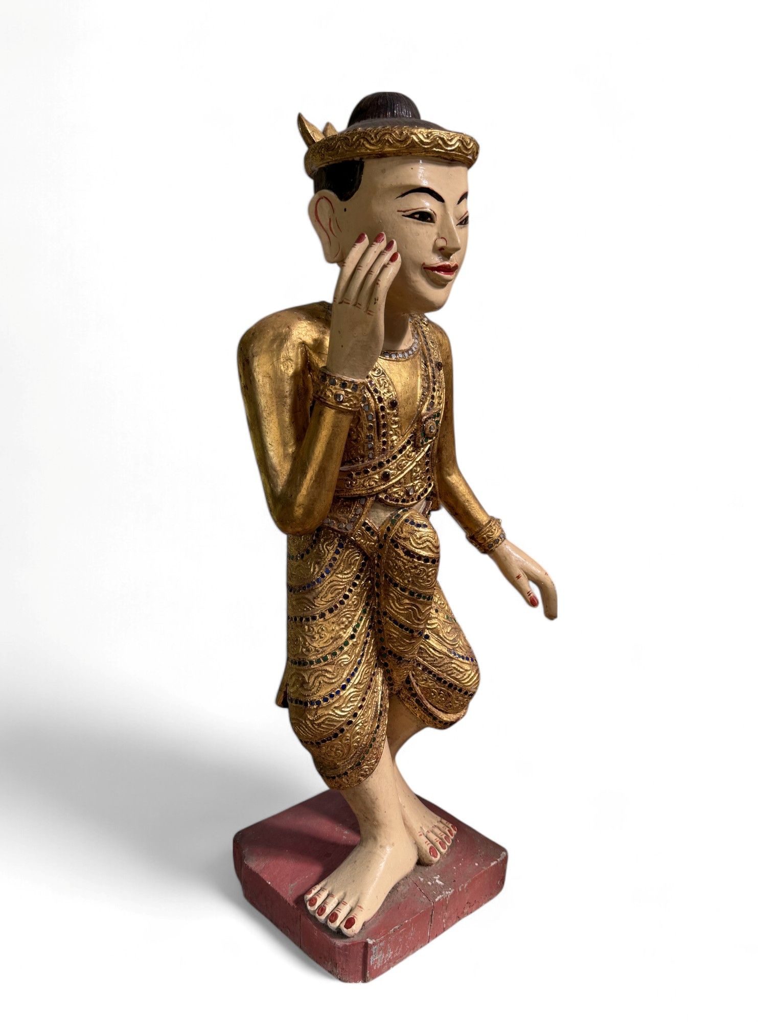 Alte Nat Skulptur aus Burma - Teak Holz Statue