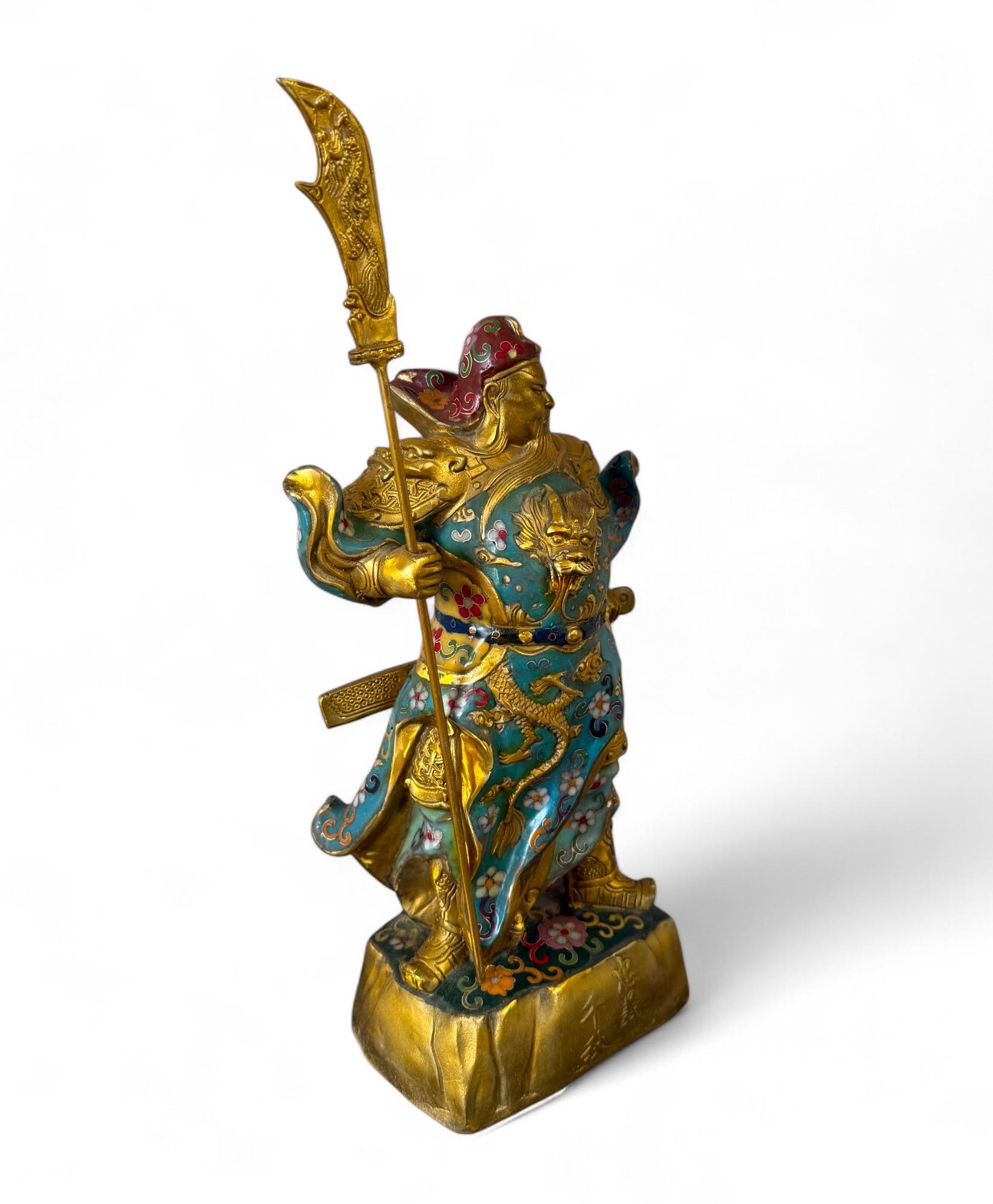 General Guan Yu China Bronze Krieger Figur Cloisonne Skulptur