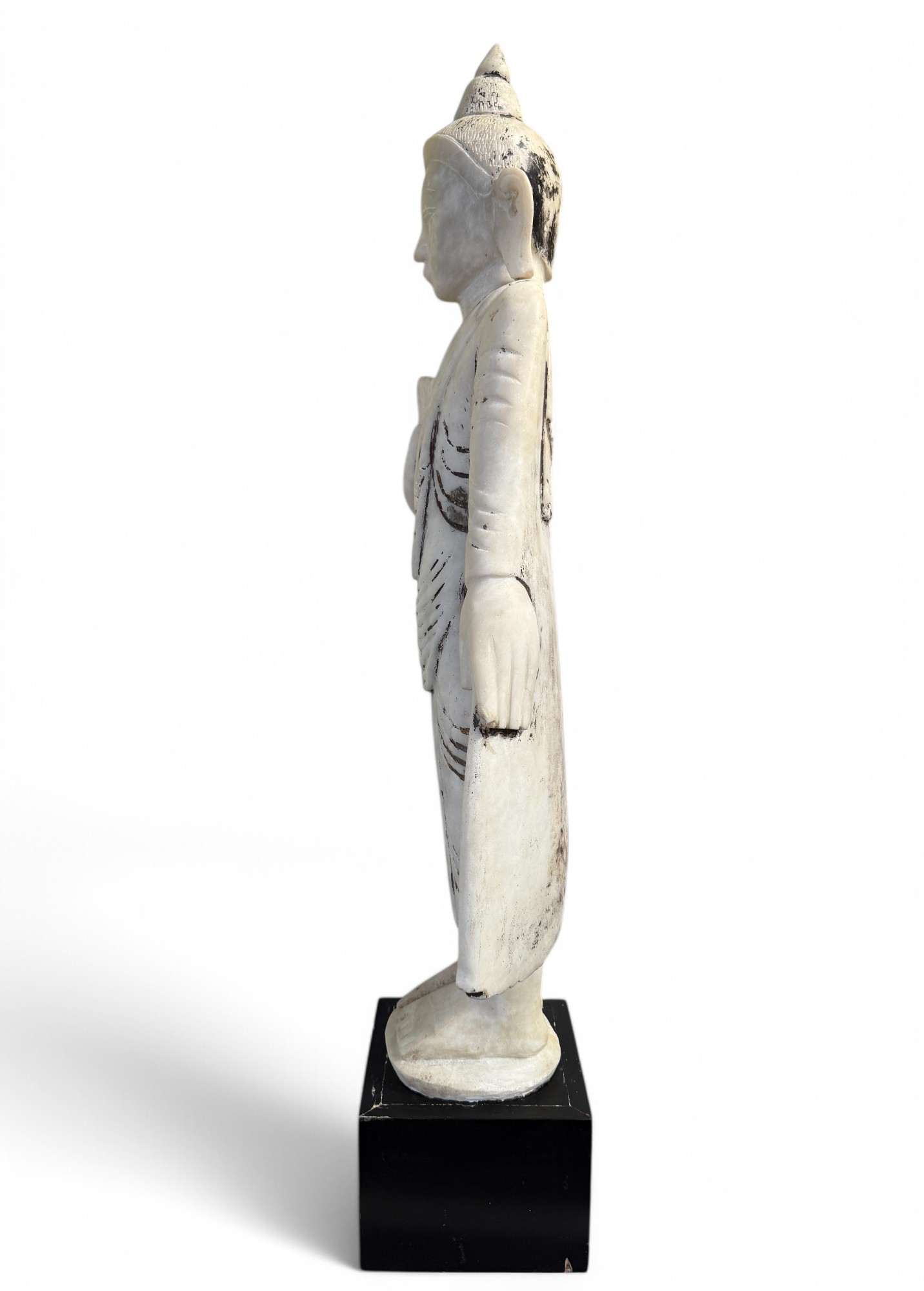 Alte Burma Buddha Statue aus Marmor Stein 108 cm groß