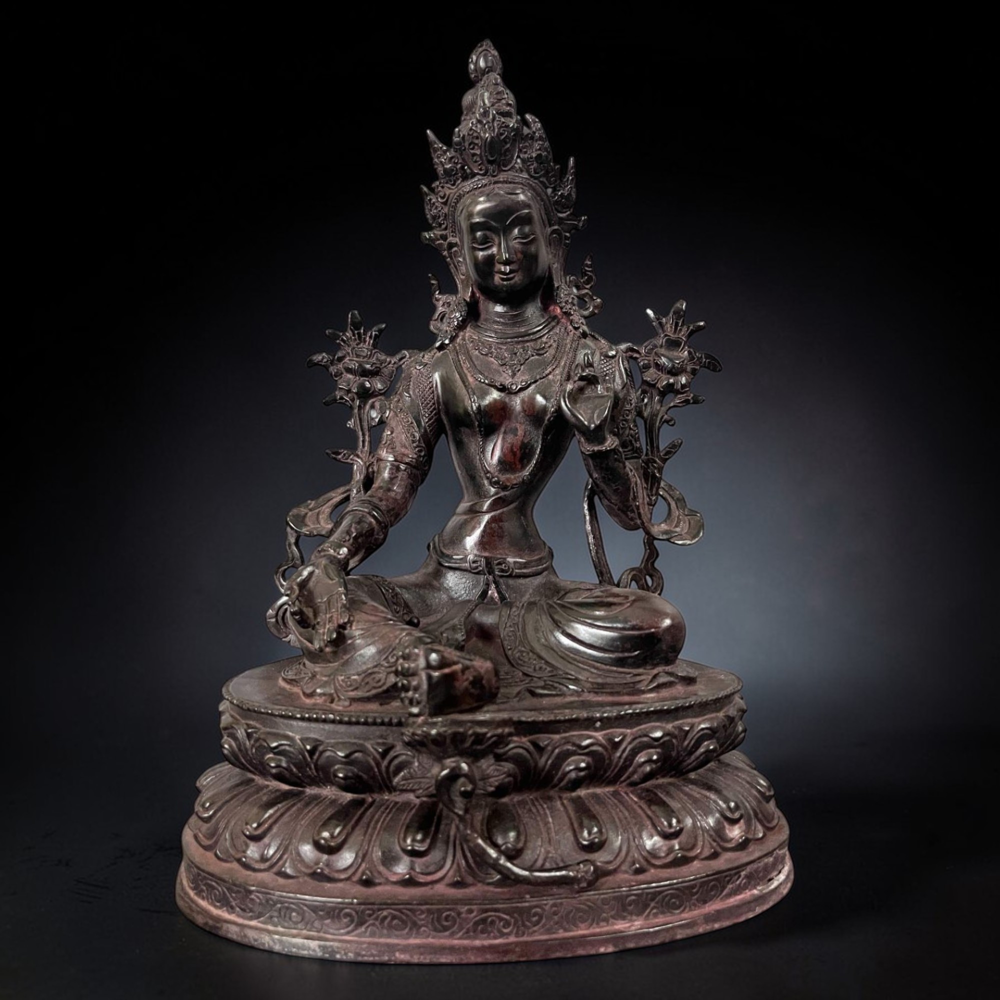 Grüne Tara Buddha Figur aus Bronze 32 cm