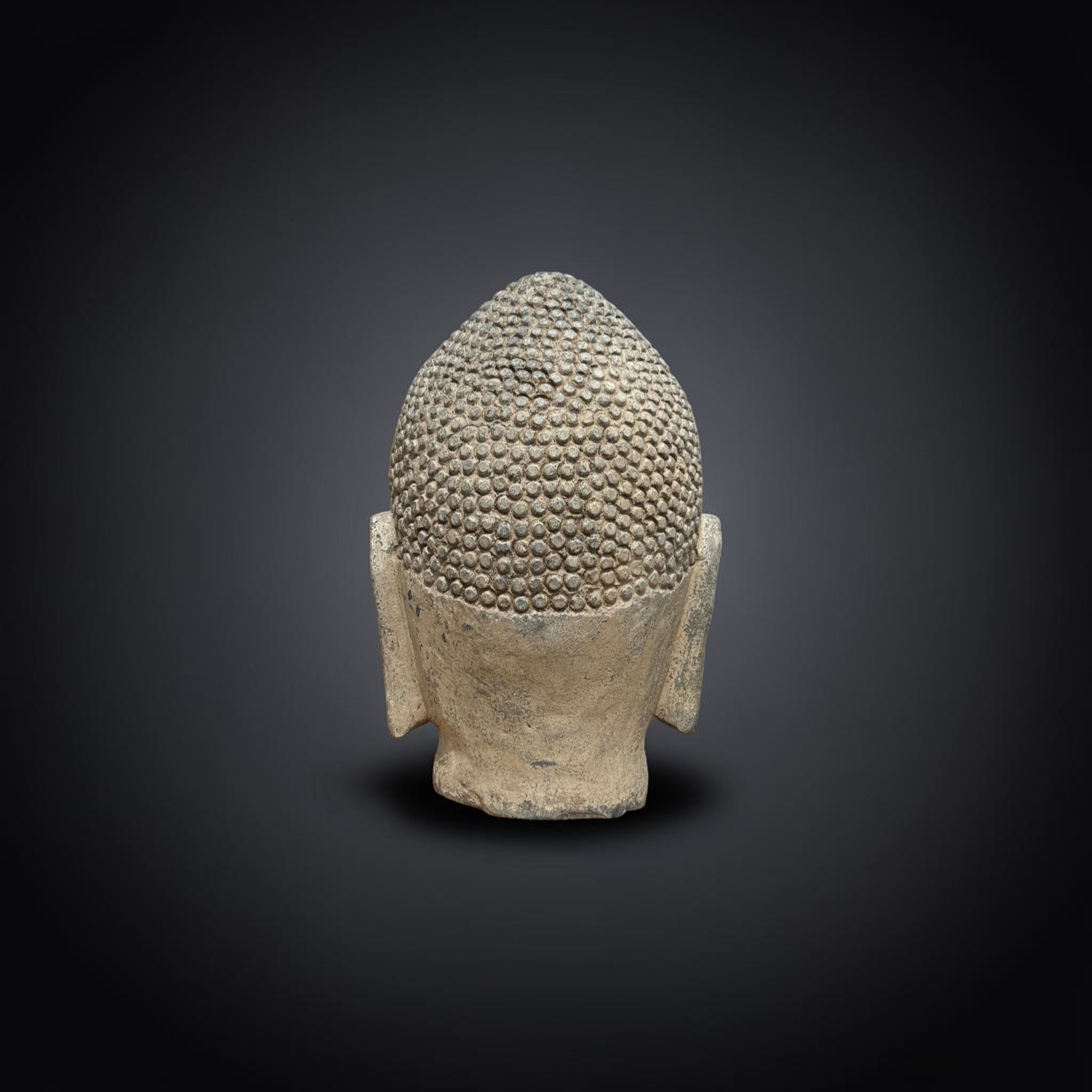 Alter Naturstein Buddha Kopf Skulptur 31cm groß aus China