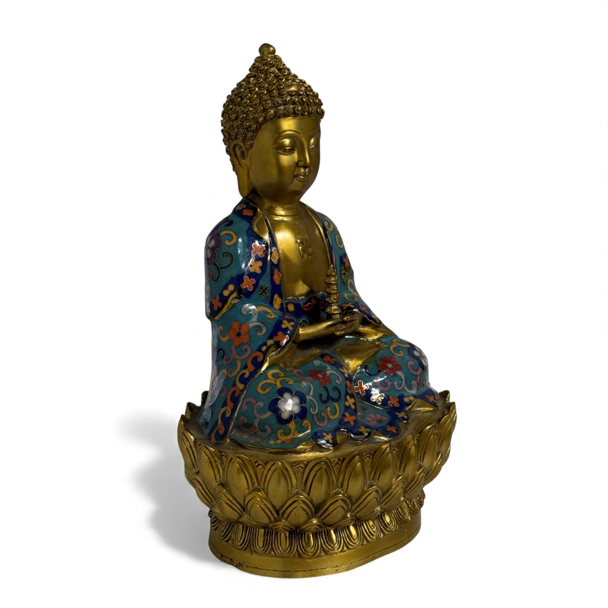 Bronze Buddha Figur mit Stupe - Pagode 28,5 cm