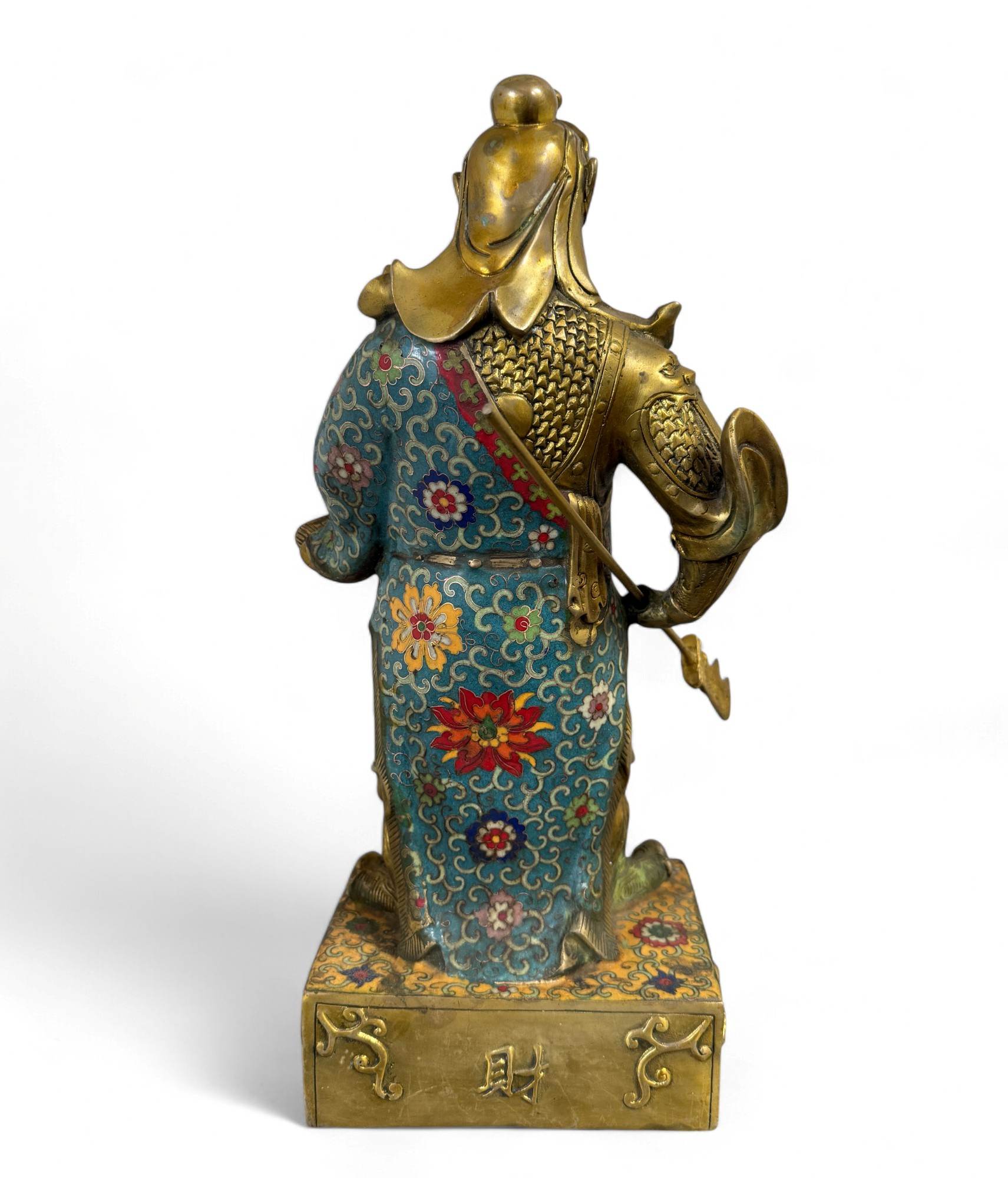 General Guan Yu China Bronze Krieger Figur Cloisonne Skulptur