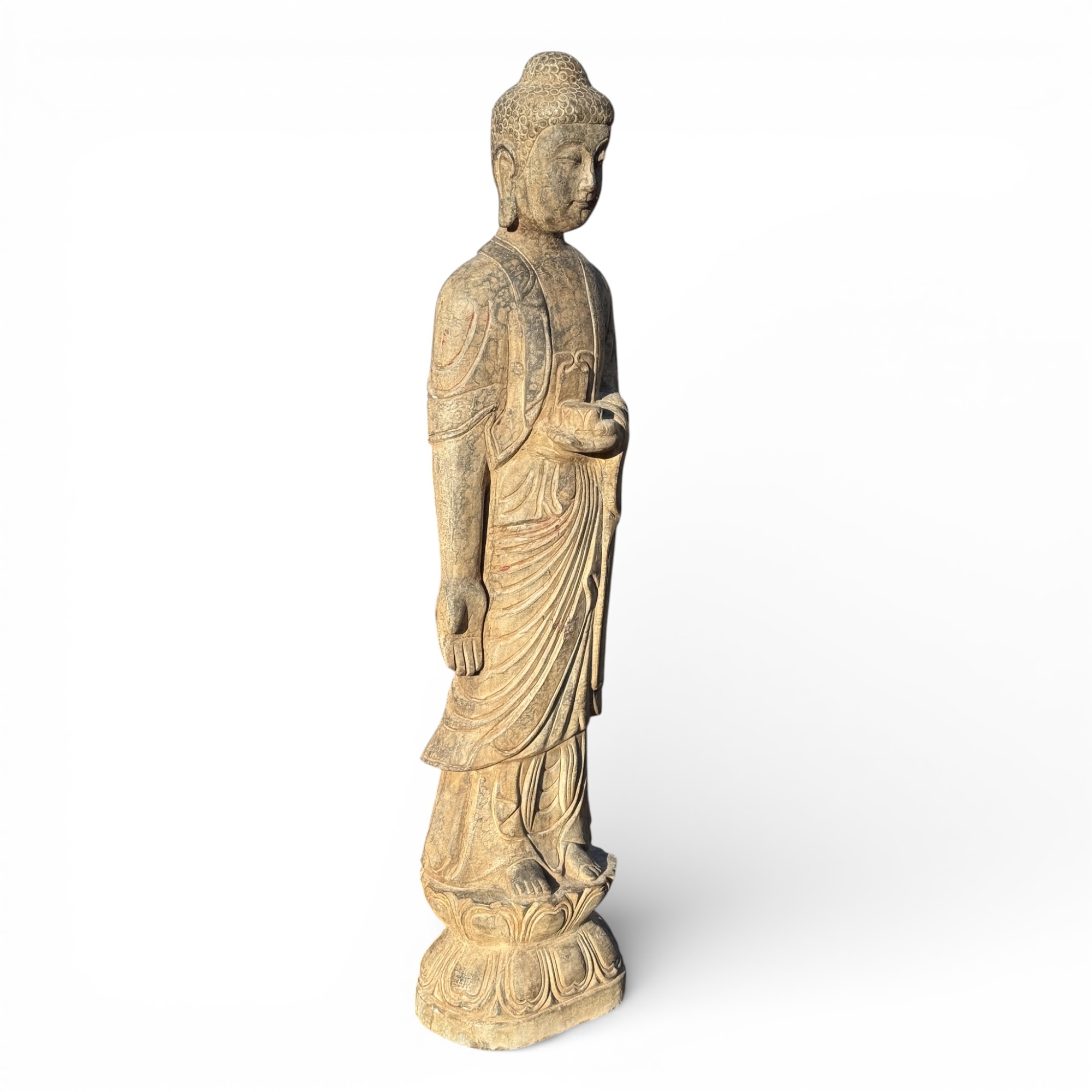 Stein Buddha Statue Garten Skulptur 119 cm groß