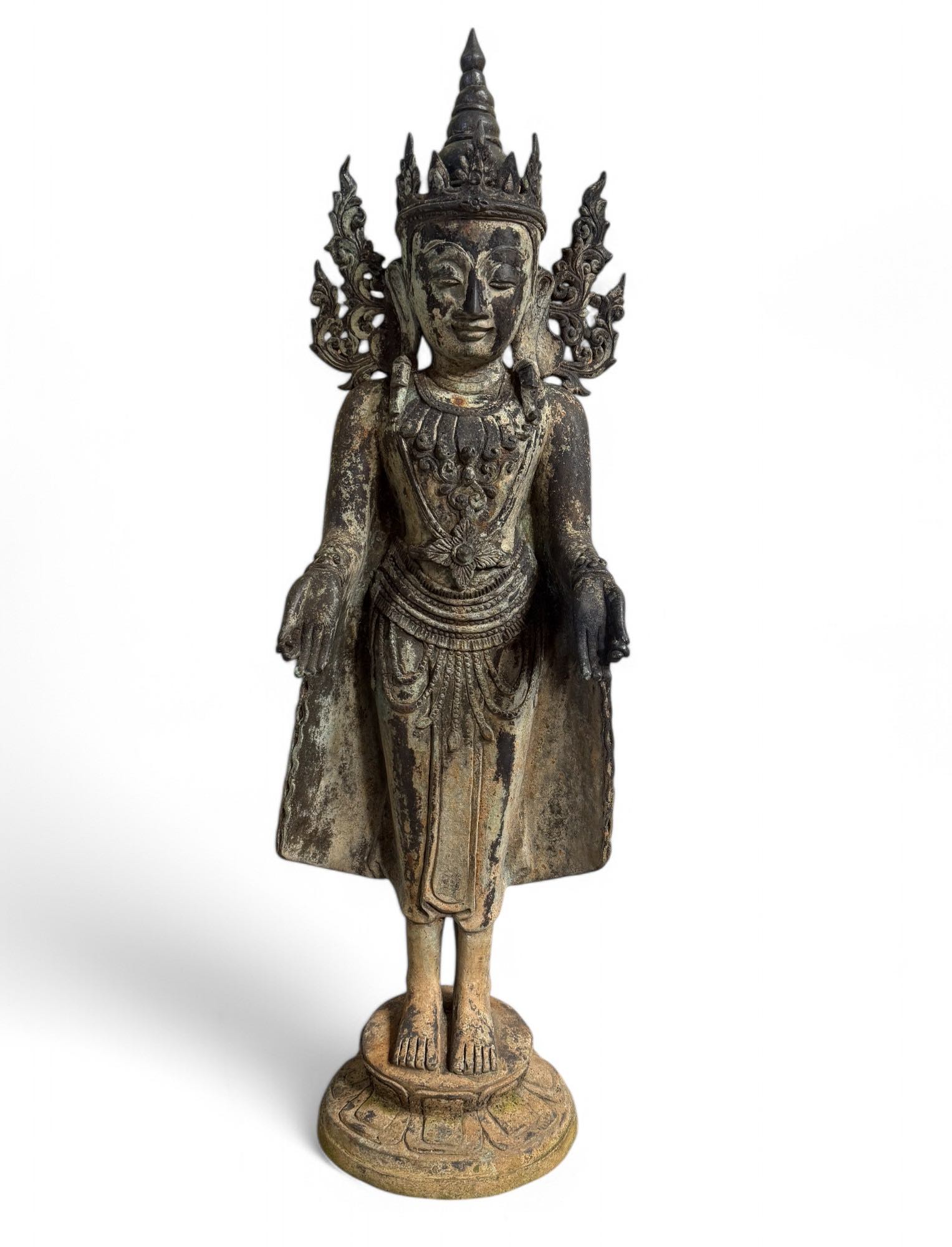Gekrönter Burma Buddha Bronze Skulptur 103 cm groß Gekrönter Burma Buddha Bronze Skulptur 103 cm groß