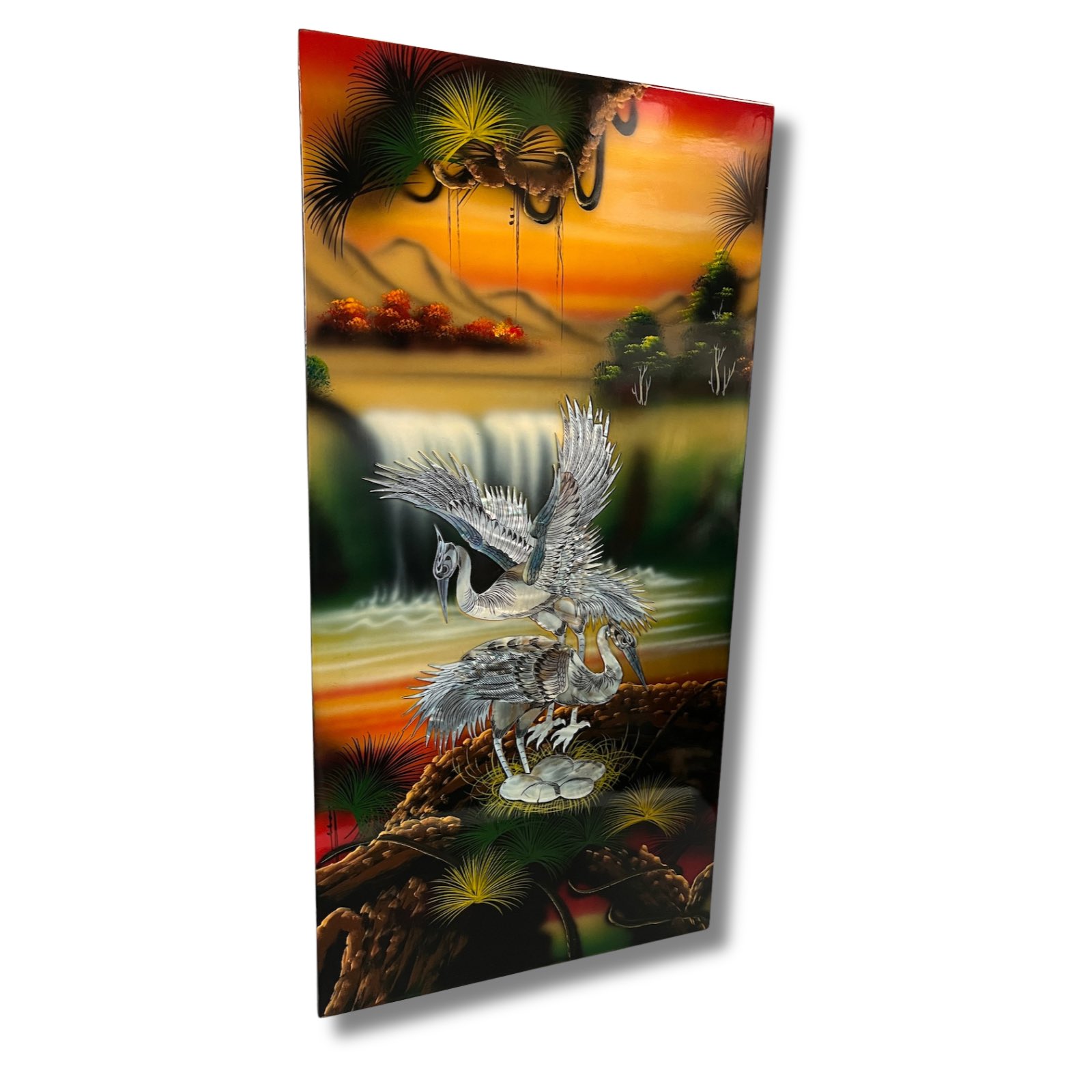 Asiatisches Wandbild Holz Lackbild Perlmutt Wanddeko Asiatisches Wandbild Holz Lackbild Perlmutt Wanddeko