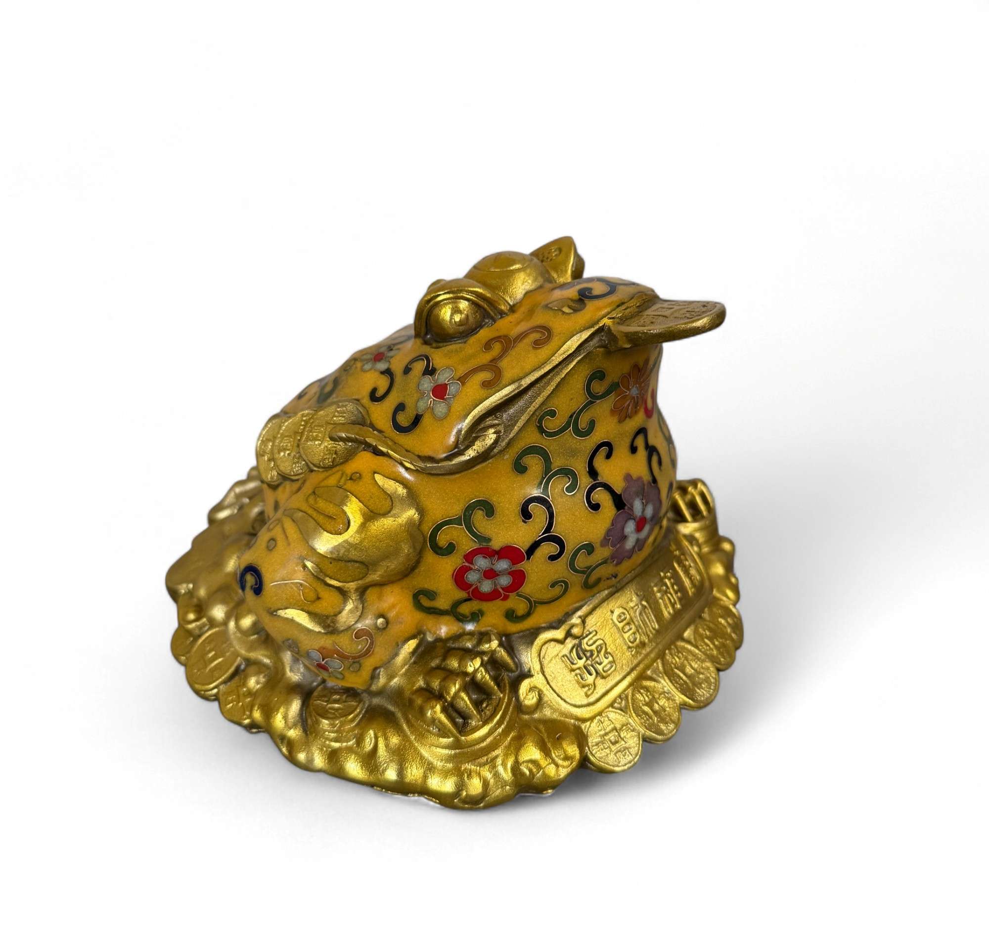 Geldfrosch Geldkröte Bronze Cloisonne chinesische Skulptur