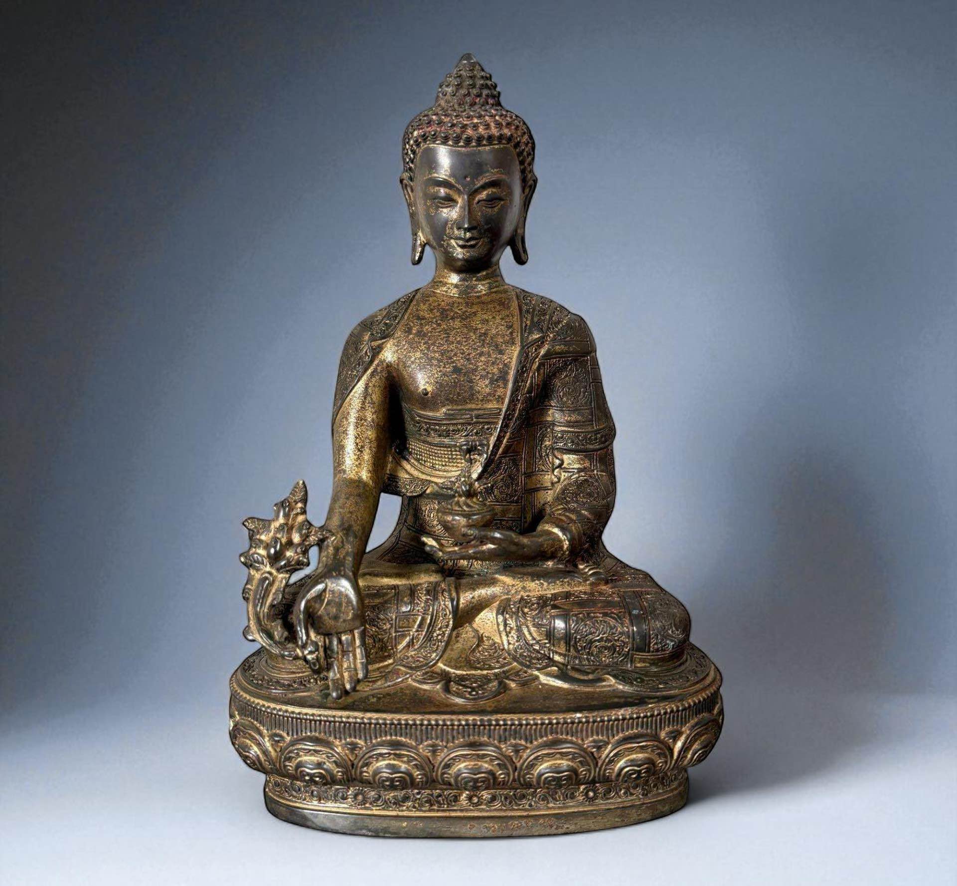 Medizin Buddha Figur Bronze Tibet China - 29 cm groß
