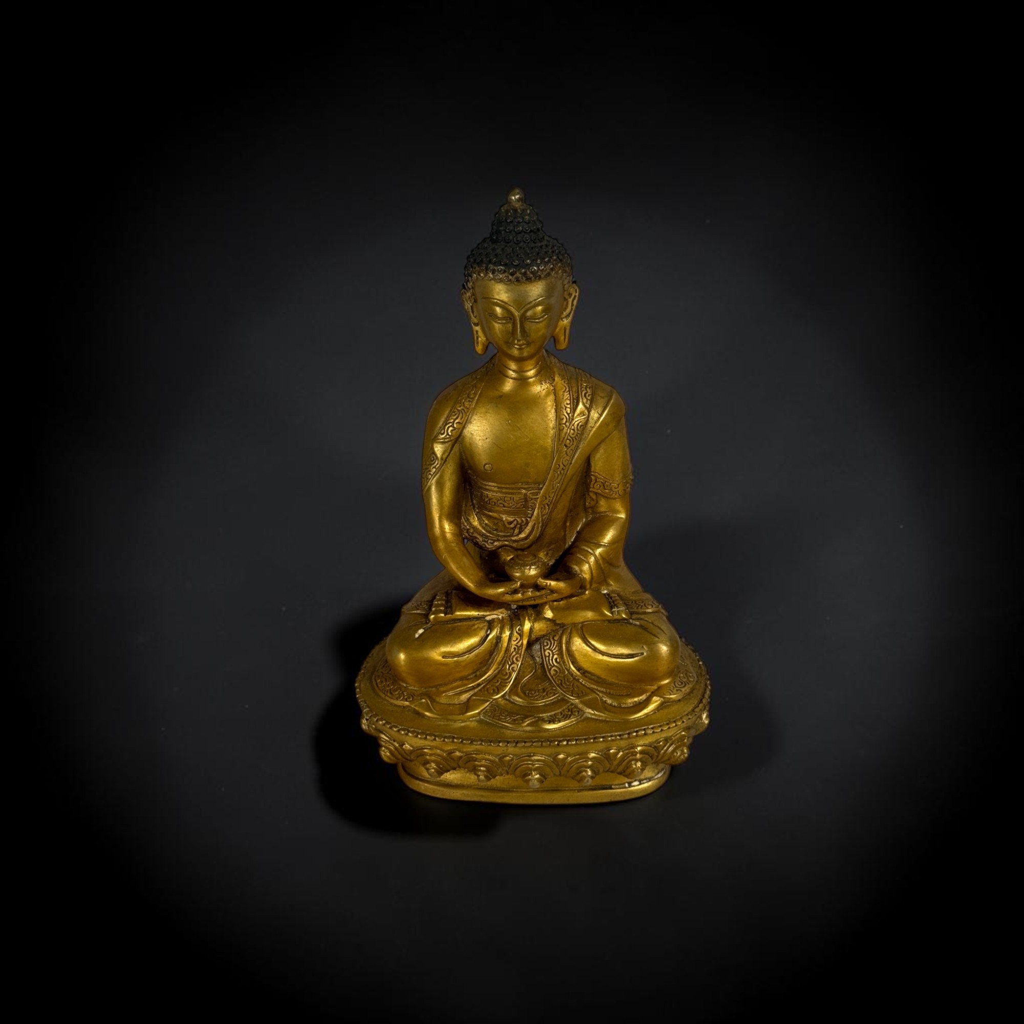 Buddha Figur Amitabha Bronze Skulptur in Meditation Asien Kunst 20cm