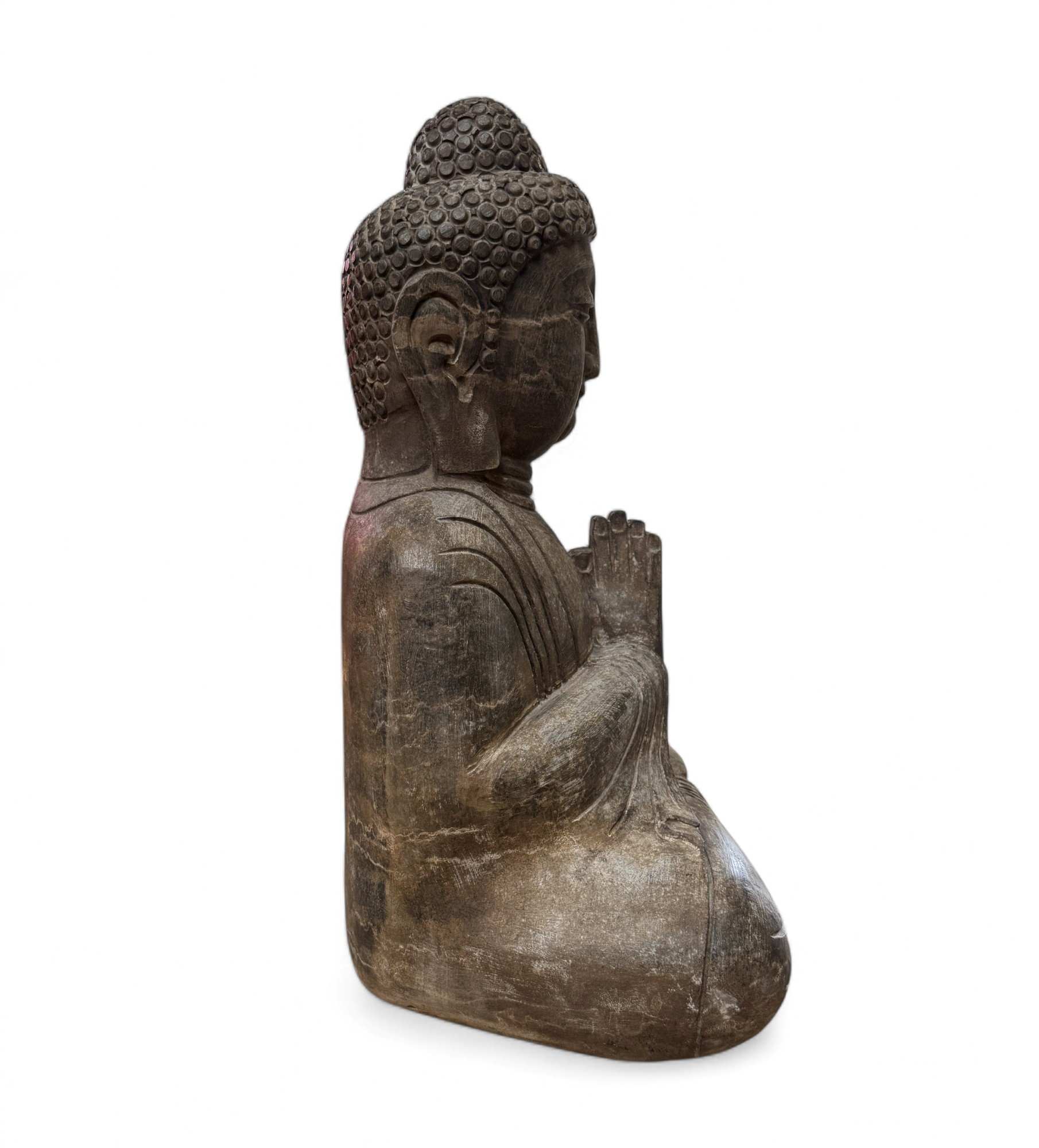 Buddha Garten Statue Naturstein Namaskar Mudra 58 cm groß frostfest