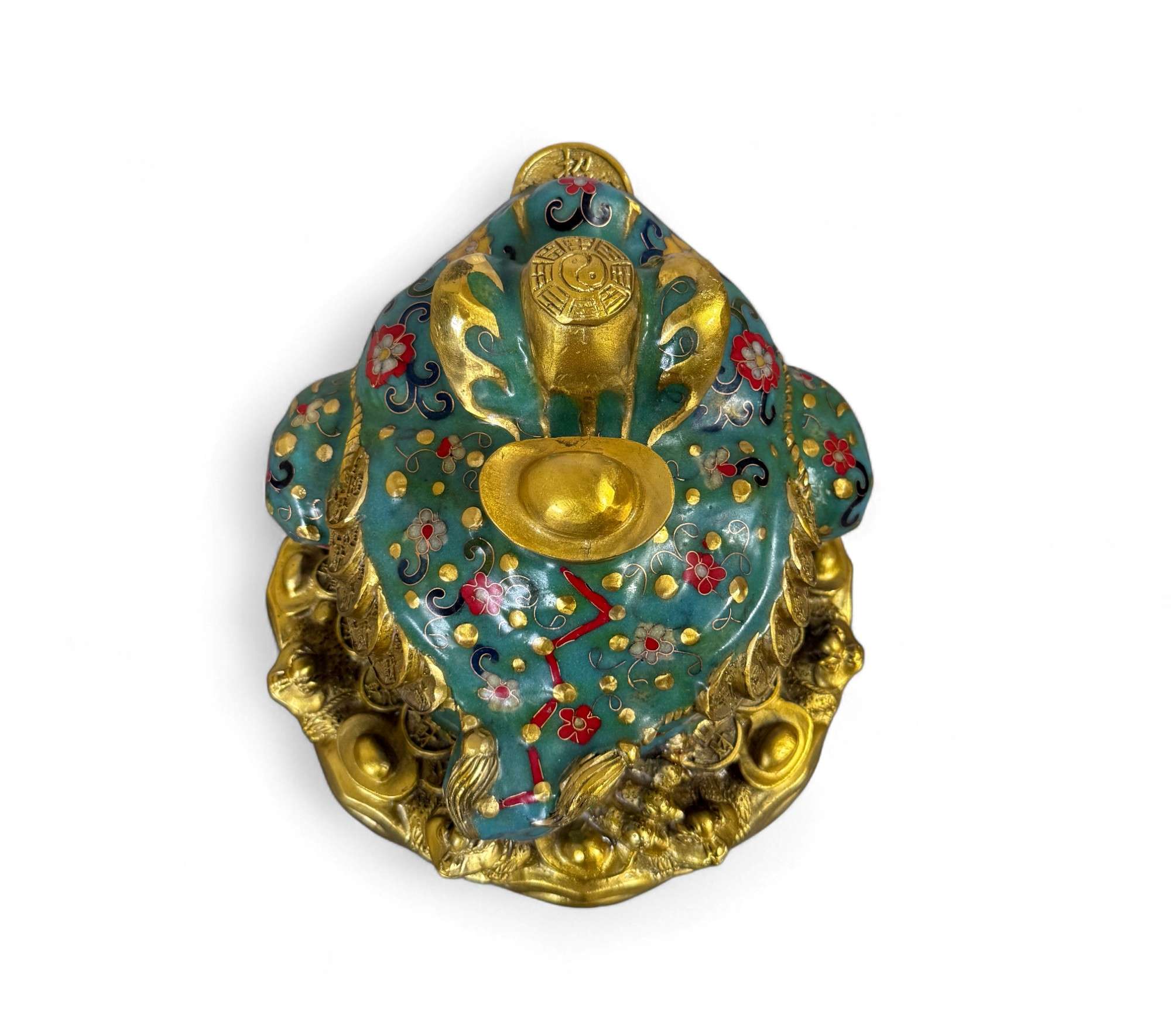 Geldfrosch Geldkröte Bronze Cloisonne chinesische Skulptur