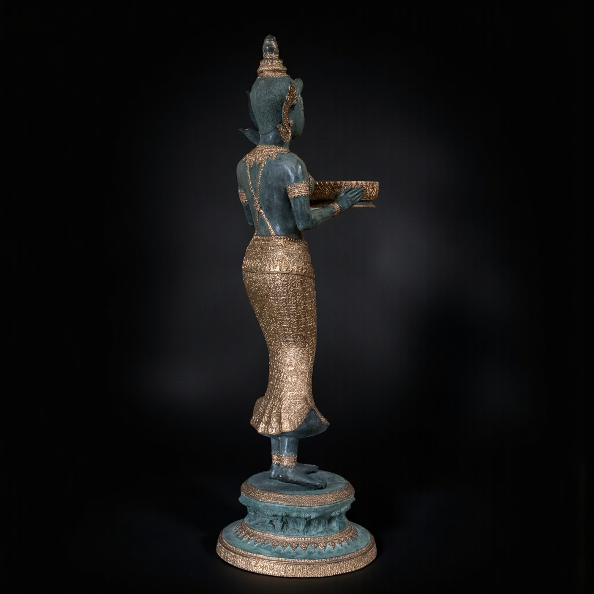 Thailändischer Tempeldiener Statue aus Bronze - 115 cm groß