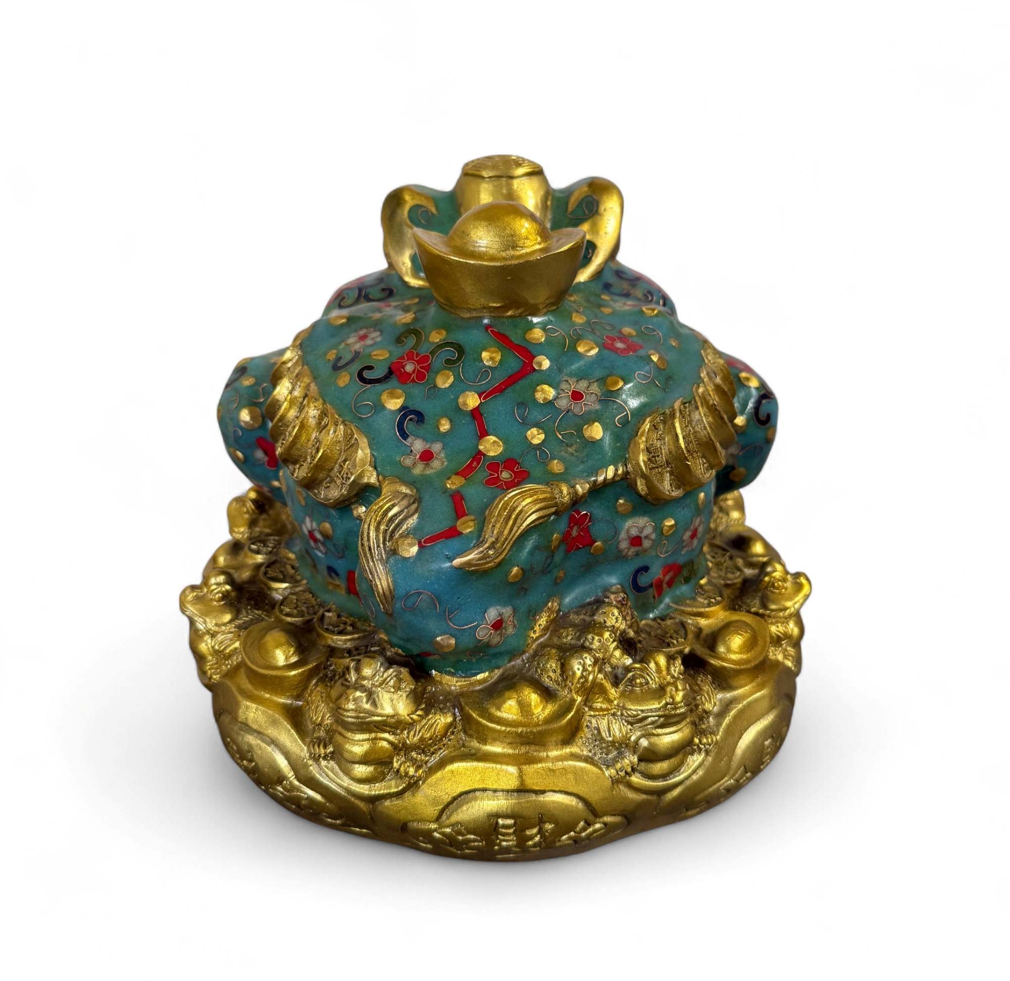 Geldfrosch Geldkröte Bronze Cloisonne chinesische Skulptur