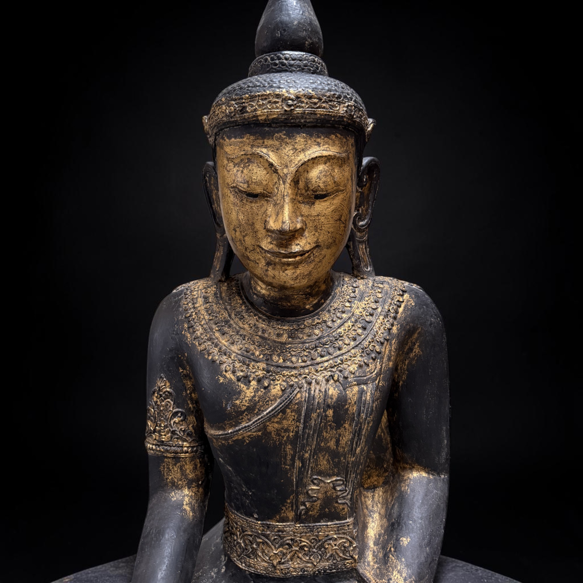 Monumentaler Teakholz Buddha 143cm - Rakhine State Unikat - Sammlerstück 18./19.