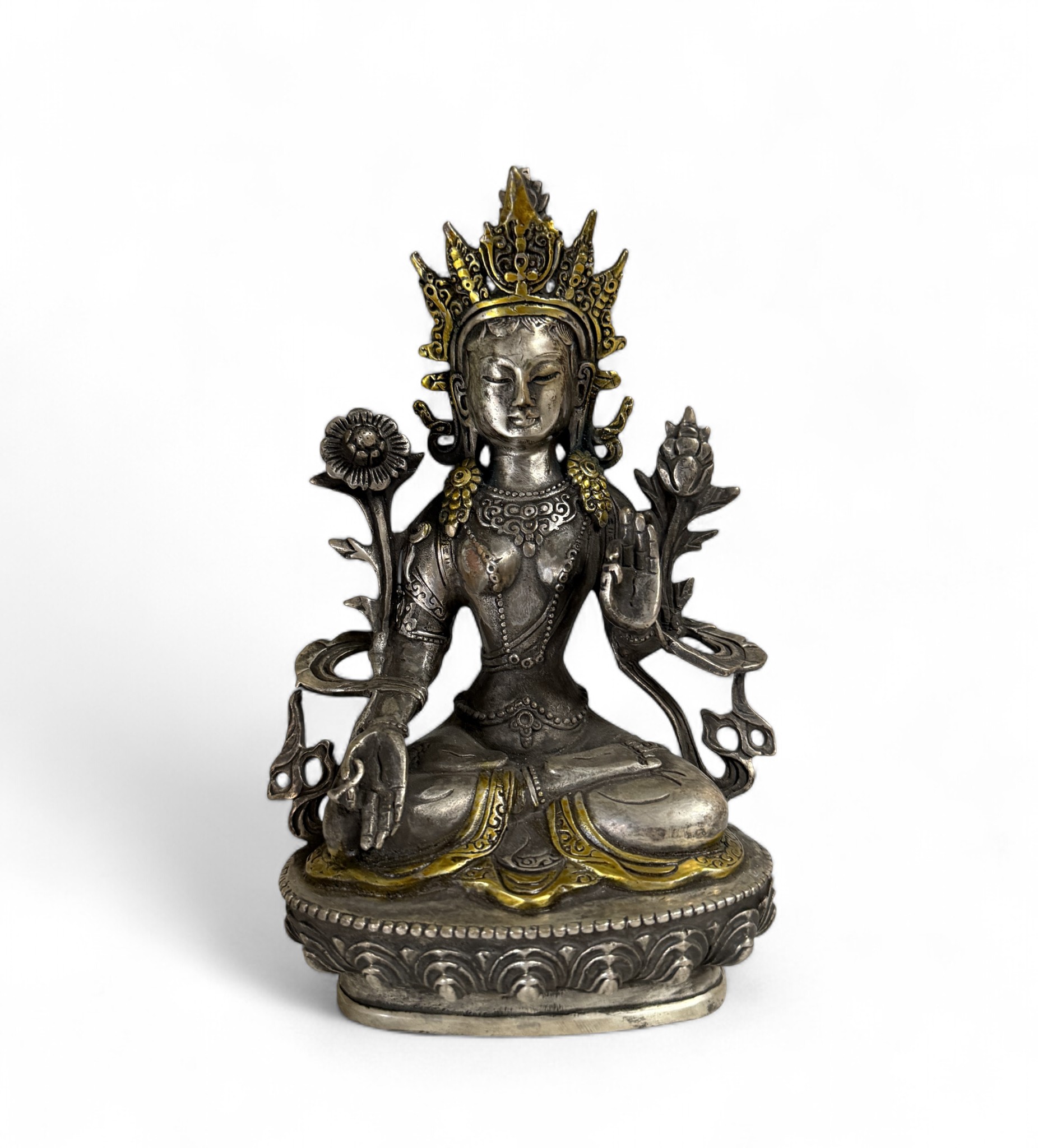 Weiße Tara Figur Bronze Tibet/China 21 cm