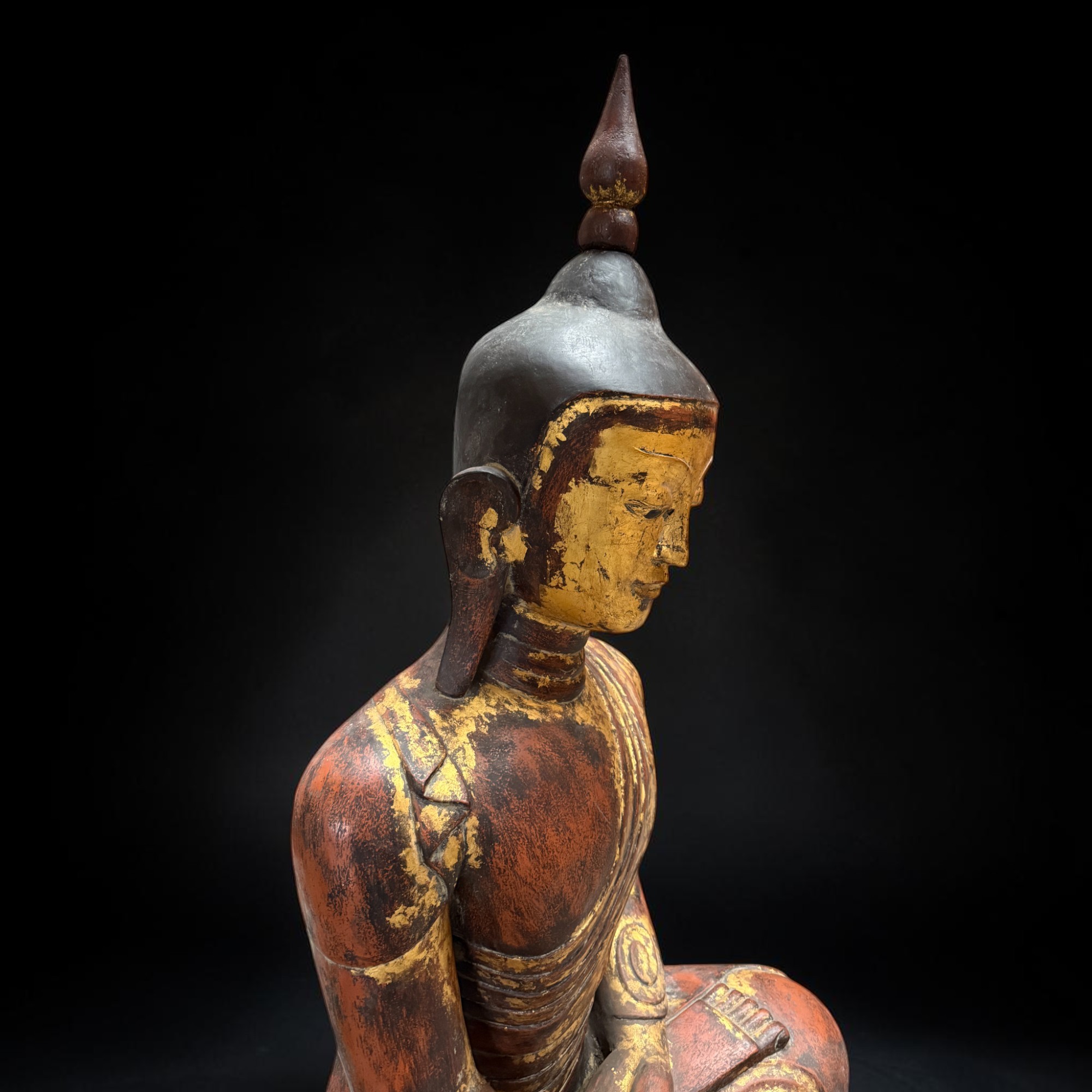 Monumentaler Shan Buddha 140cm – Lacquerware Unikat – Sammlerstück alt 18./19. Jh.