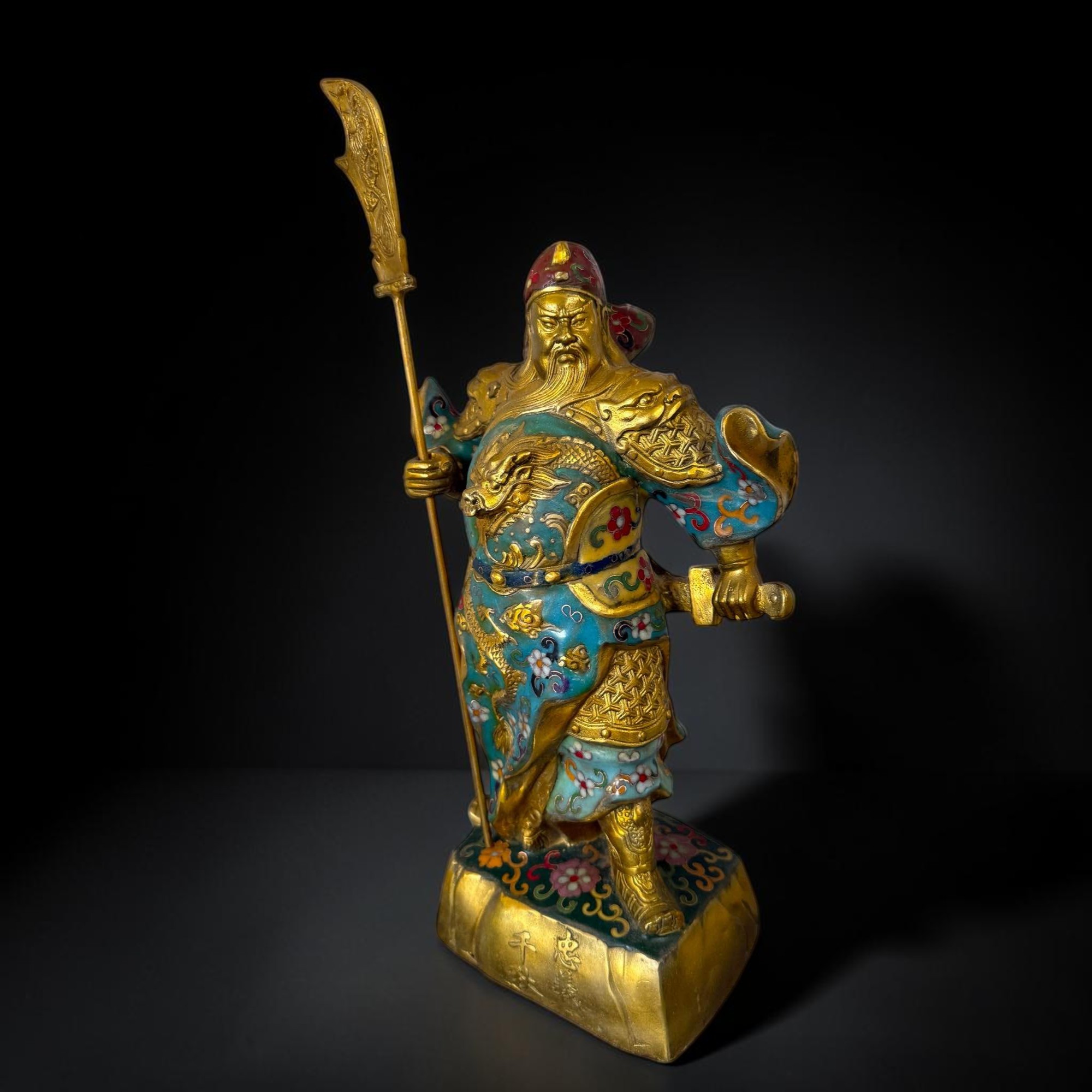 General Guan Yu China Bronze Krieger Figur Cloisonne Skulptur