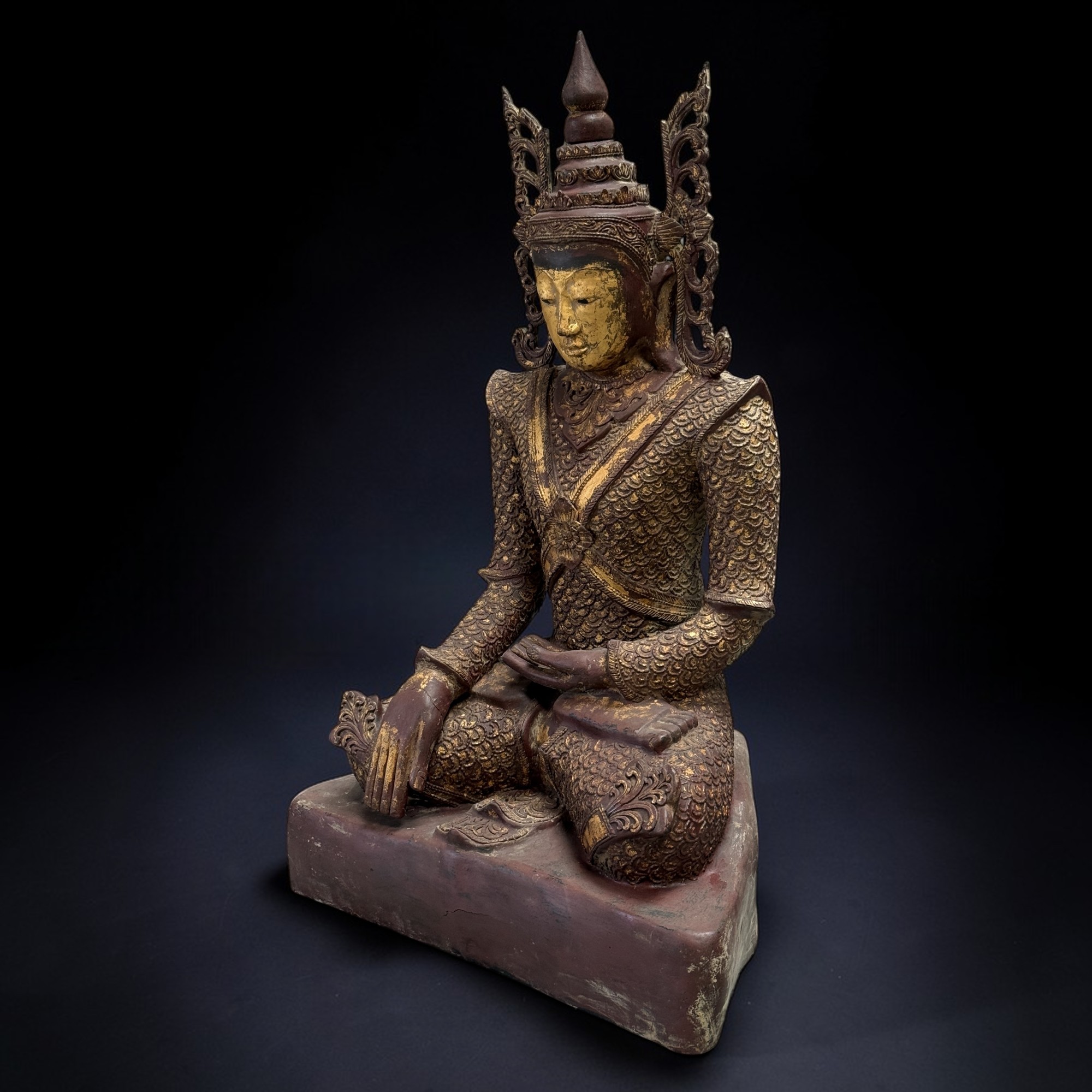 Burma Buddha Statue aus Lacquerware - 102 cm groß