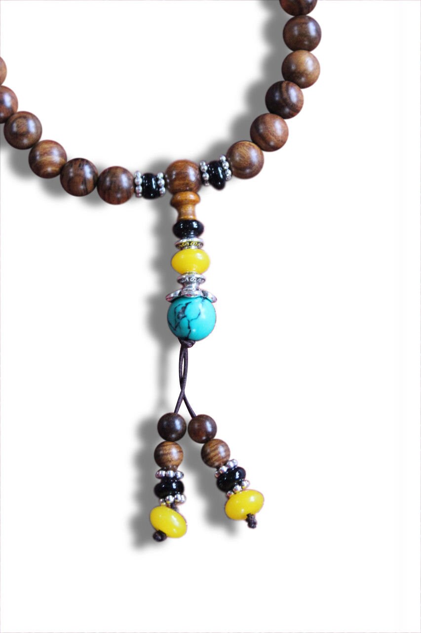Buddhistische Halskette Mala, Rosenholz
