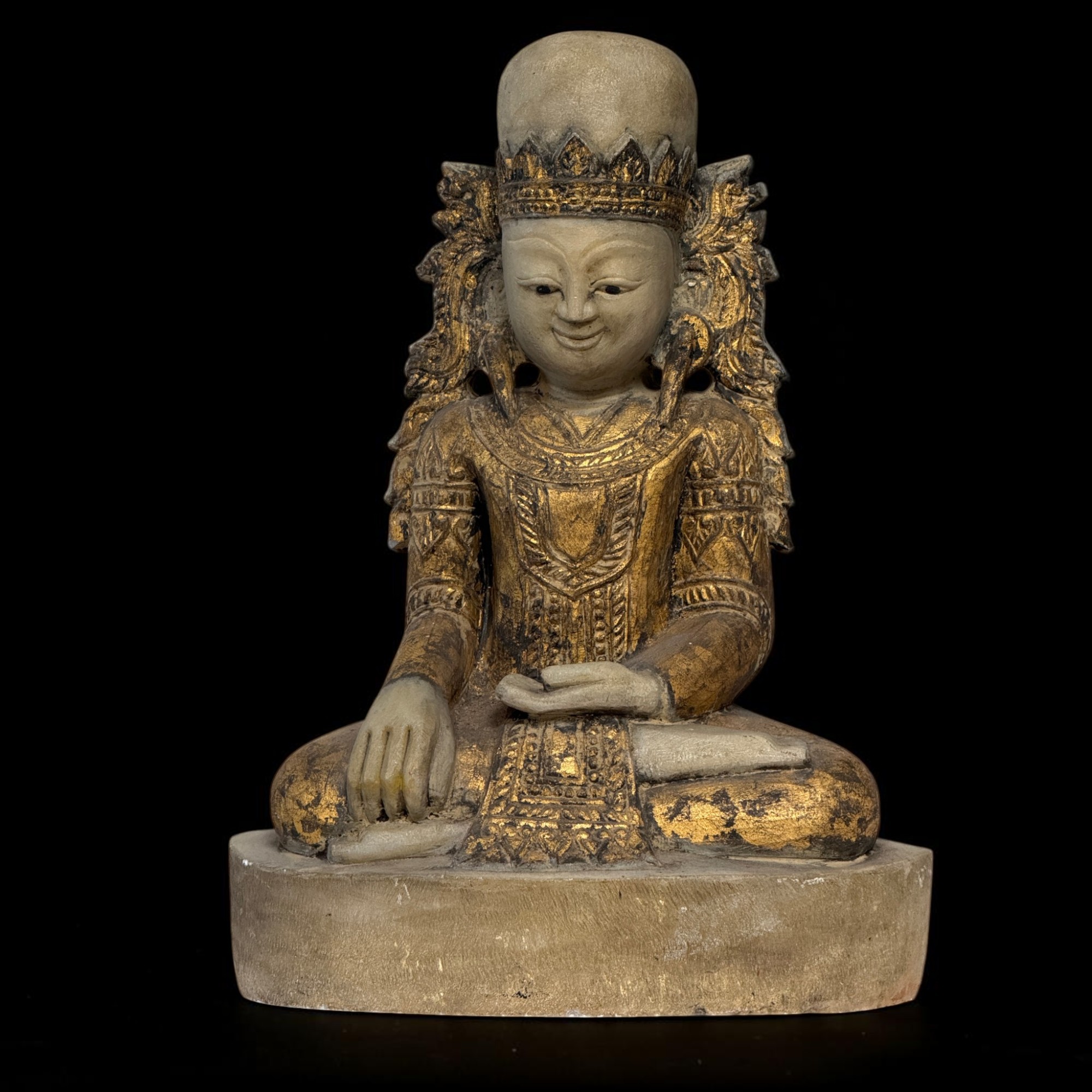 Jambupati Buddha gekrönt aus Marmor Stein Burma