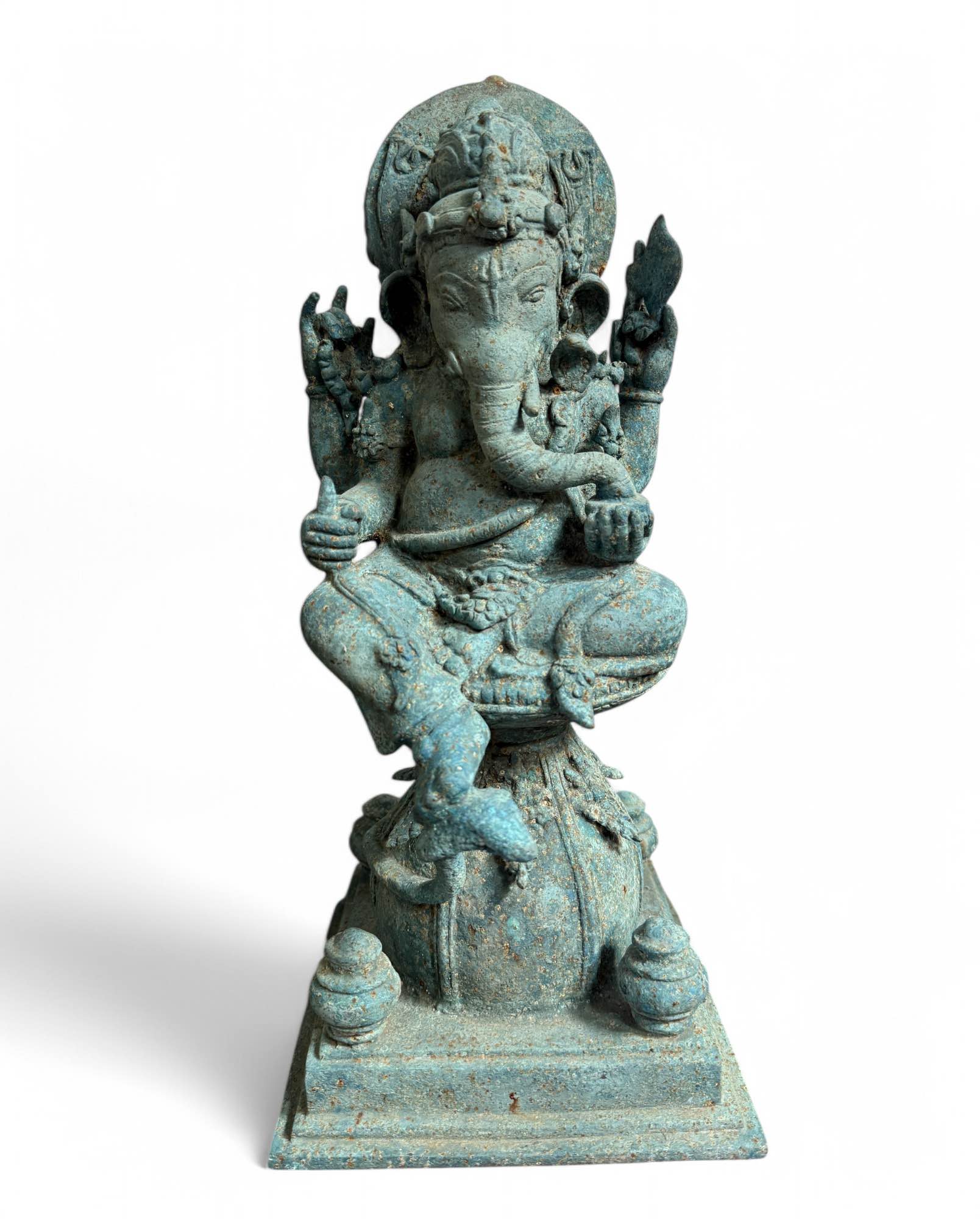 Alte Ganesha Skulptur aus Indien - Bronzefigur 44 cm groß